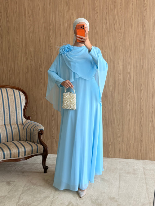 Lalezar Model Şifon Abiye-Bebe Mavi
