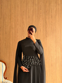 Arya Pelerinli Abiye-Siyah