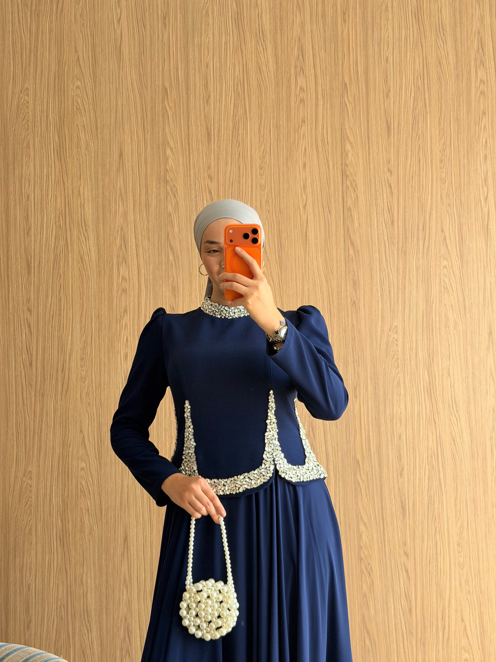 Royal Pearl Abiye -Lacivert