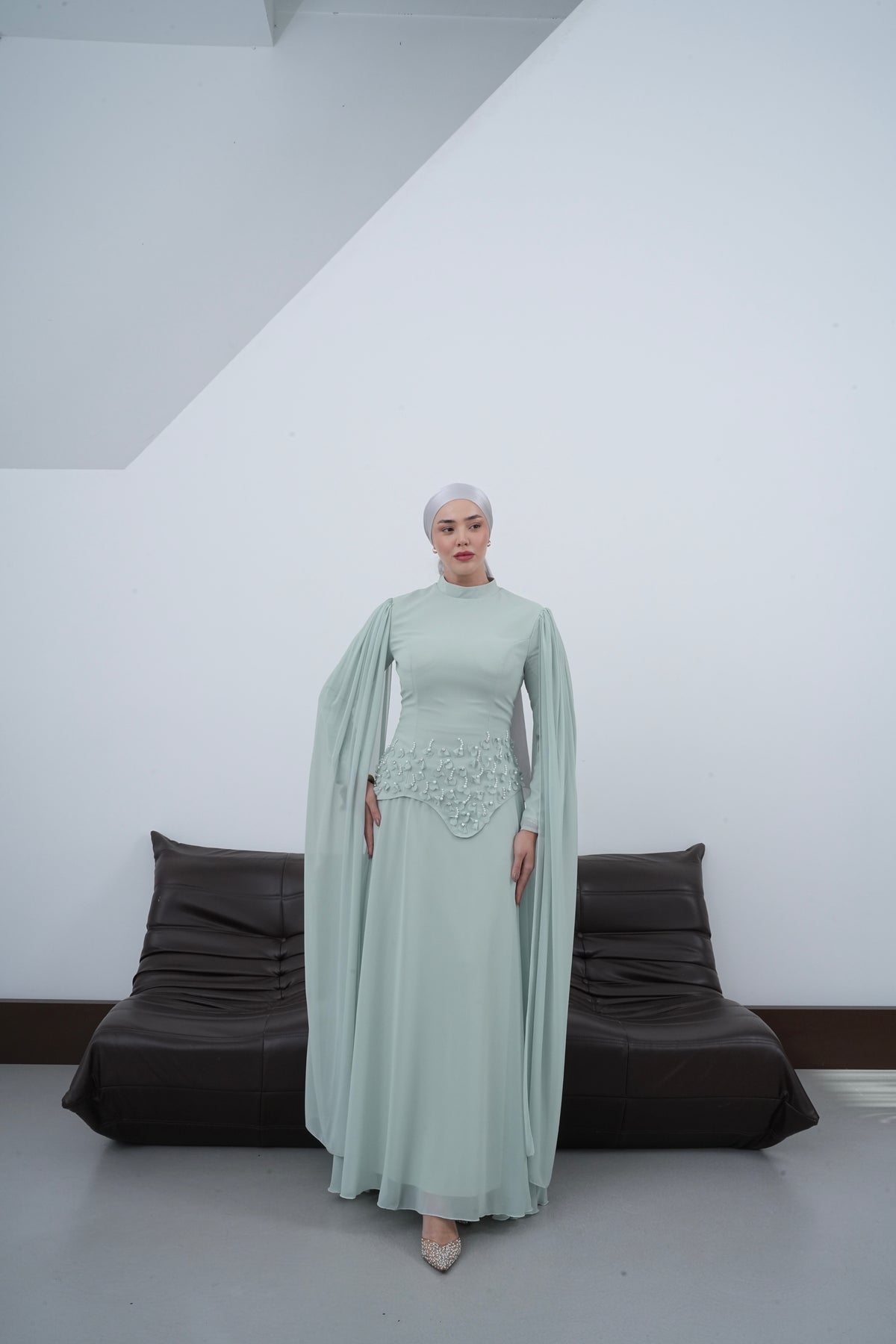 Arya Pelerinli Abiye-Su Yeşili