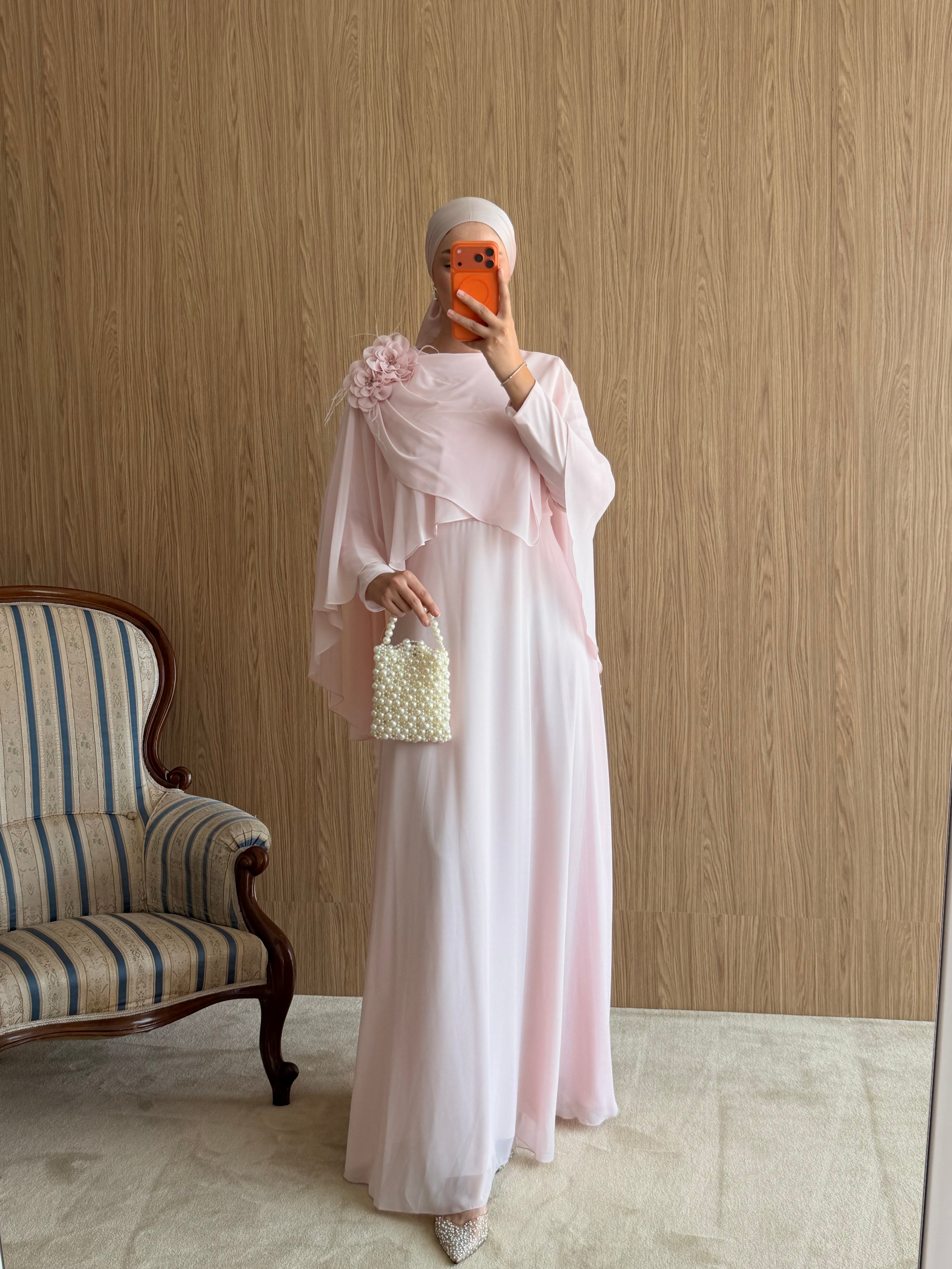 Lalezar Model Şifon Abiye-Pembe
