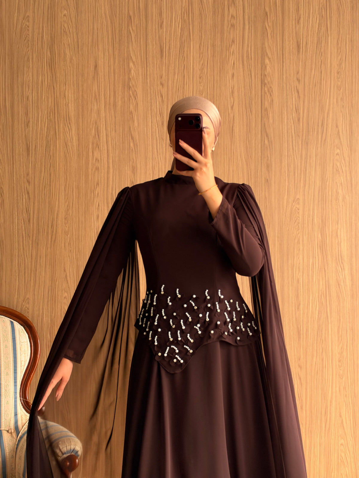 Arya Pelerinli Abiye-Kahve
