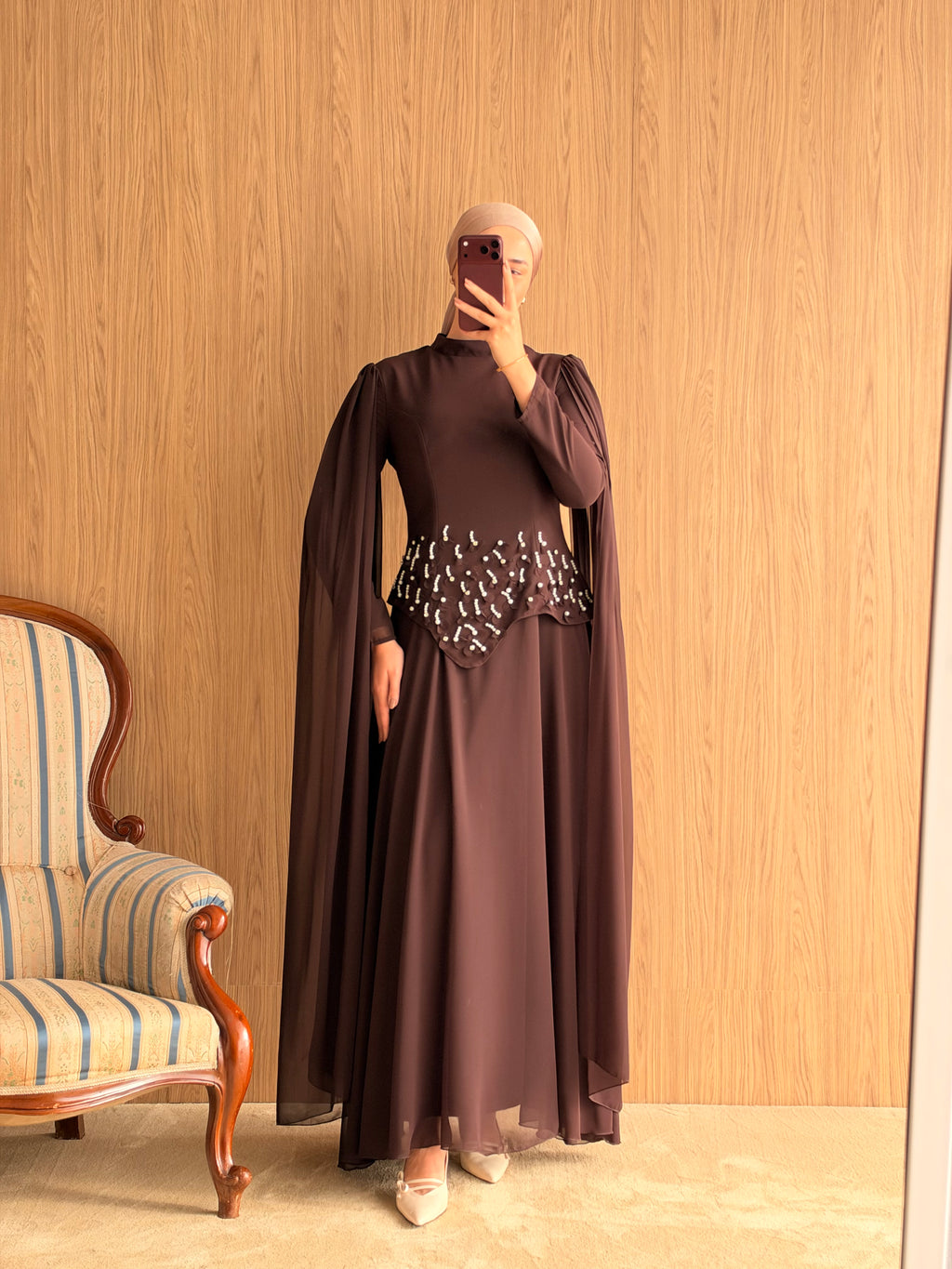 Arya Pelerinli Abiye-Kahve