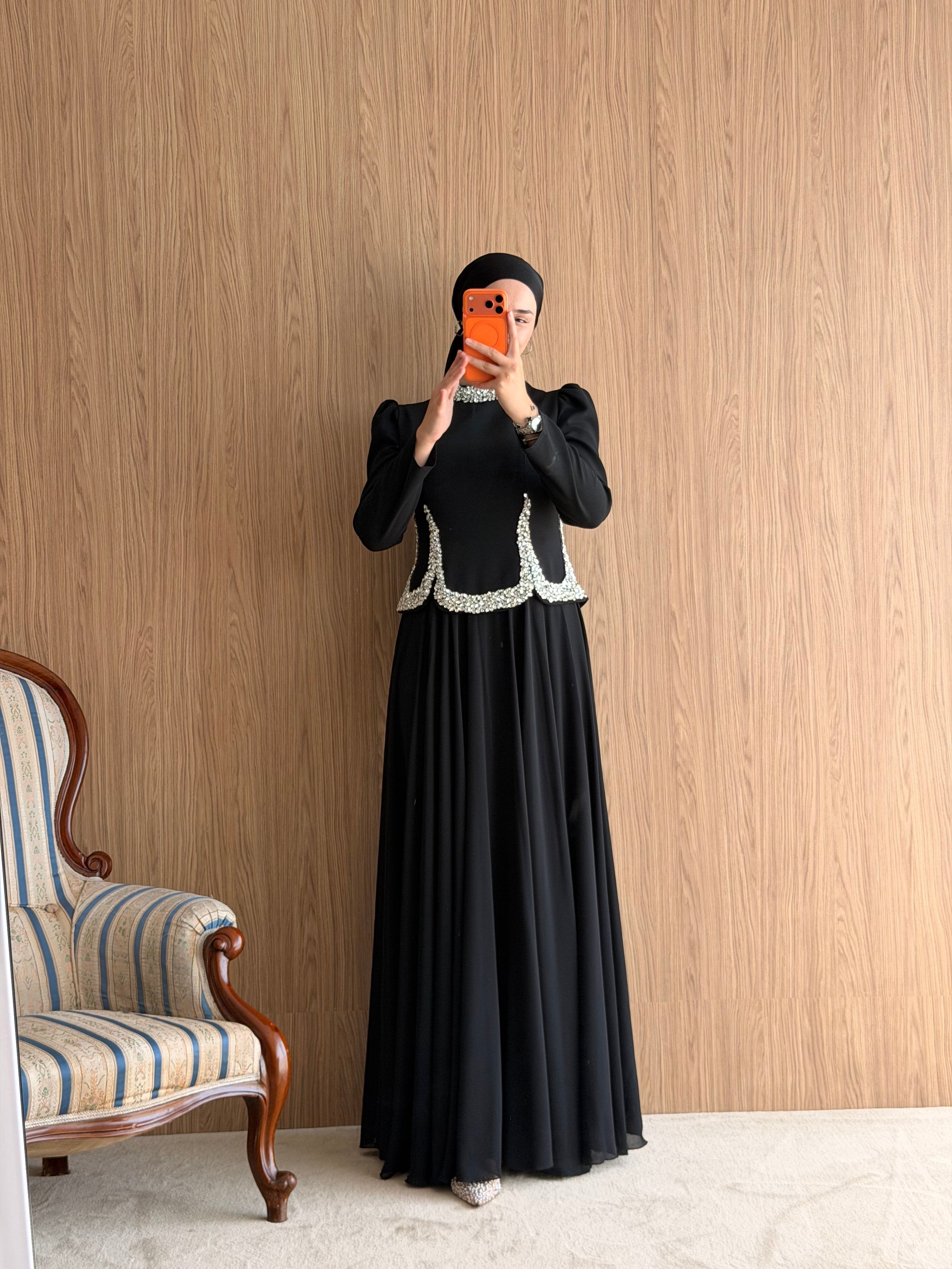 Royal Pearl Abiye -Siyah