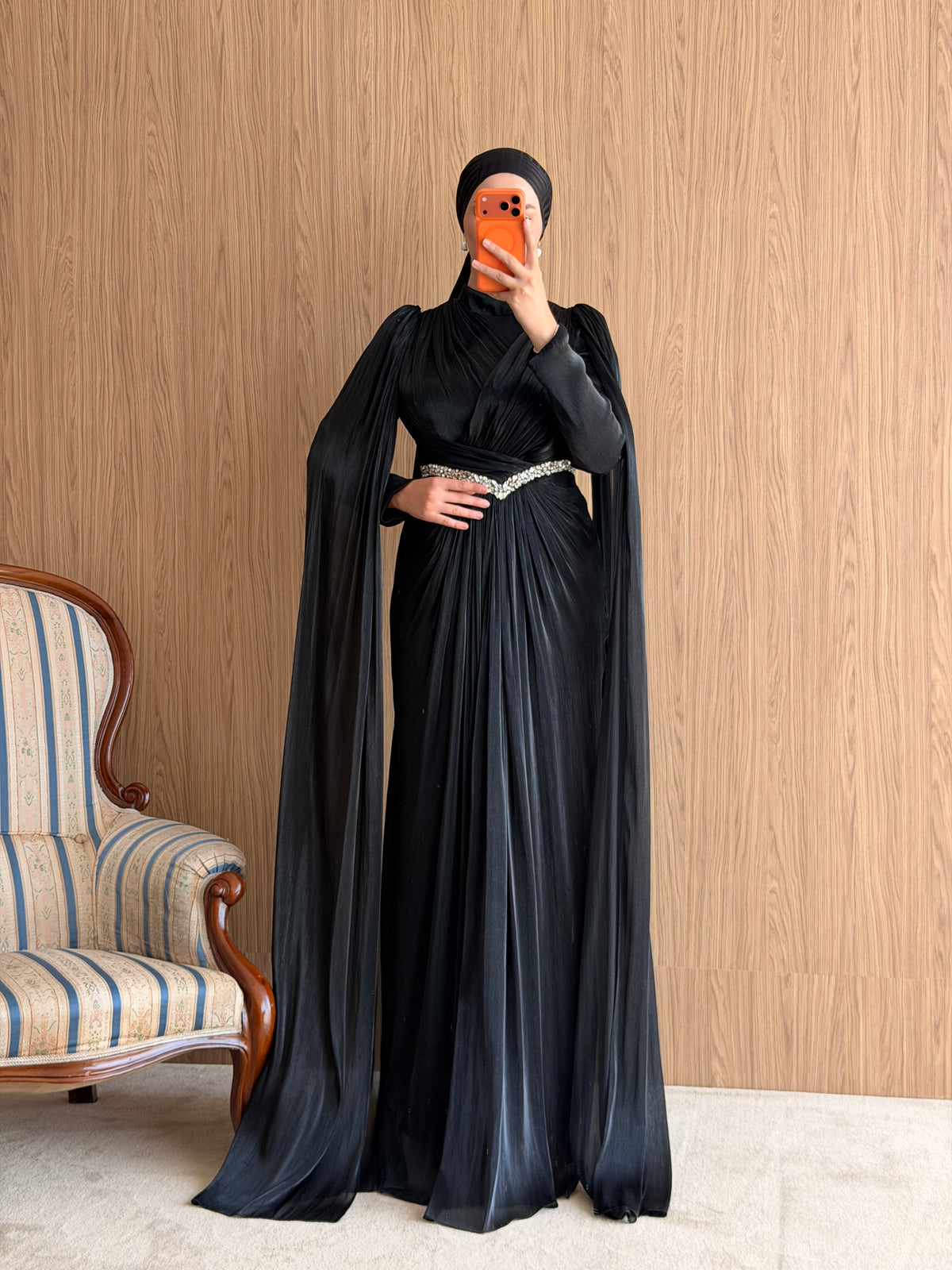 Lavinia Pelerinli Abiye-Siyah