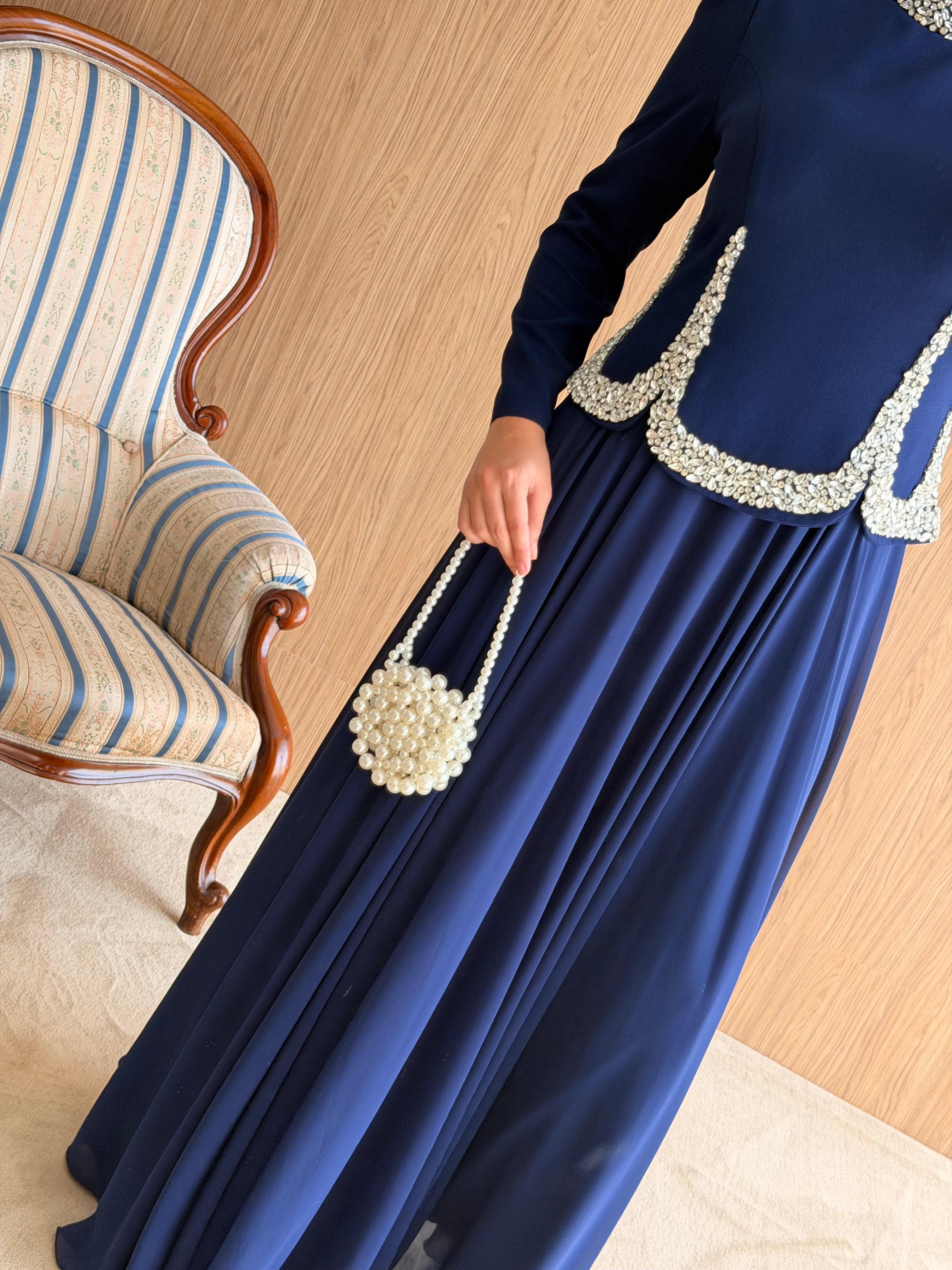 Royal Pearl Abiye -Lacivert