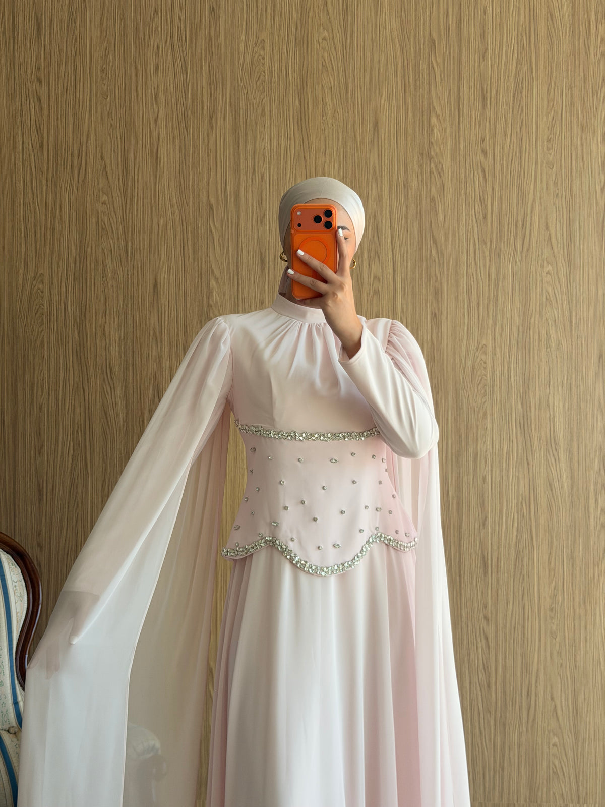 Lalina Taş İşlemeli Abiye-Pembe