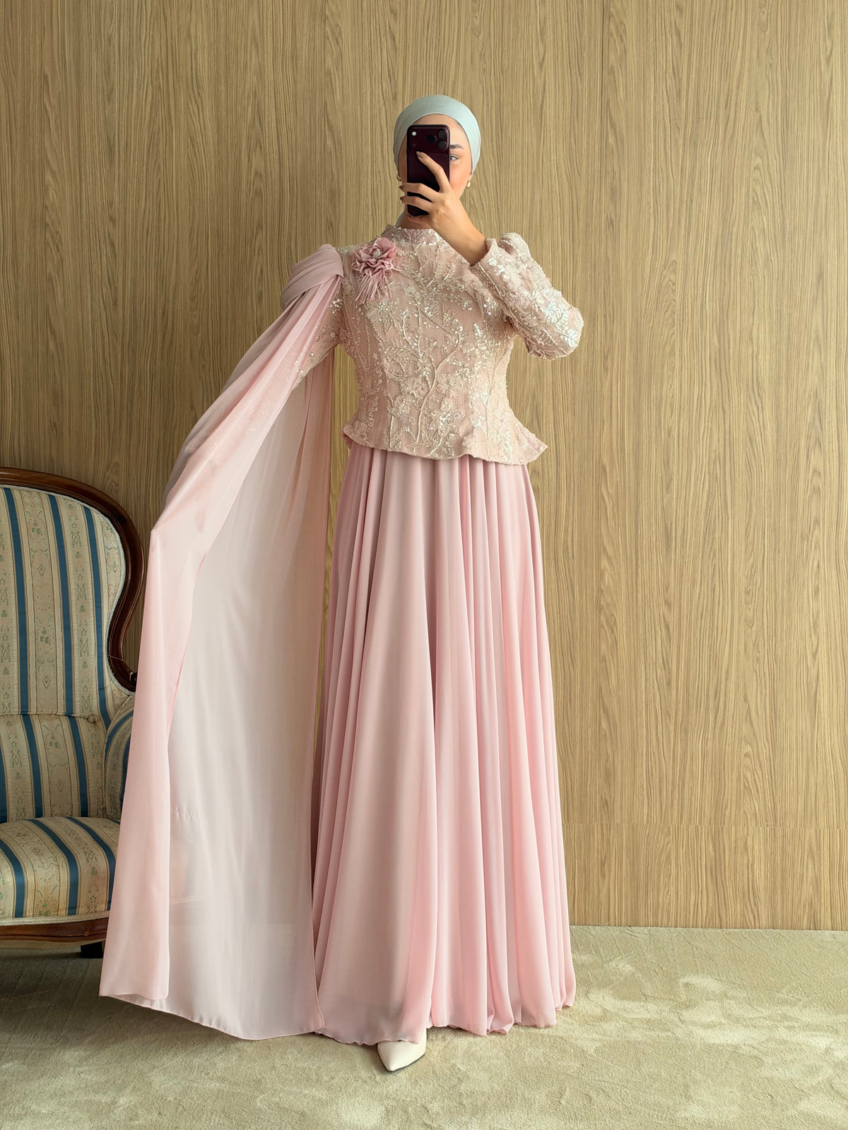 Mira Pelerinli Abiye-Pembe