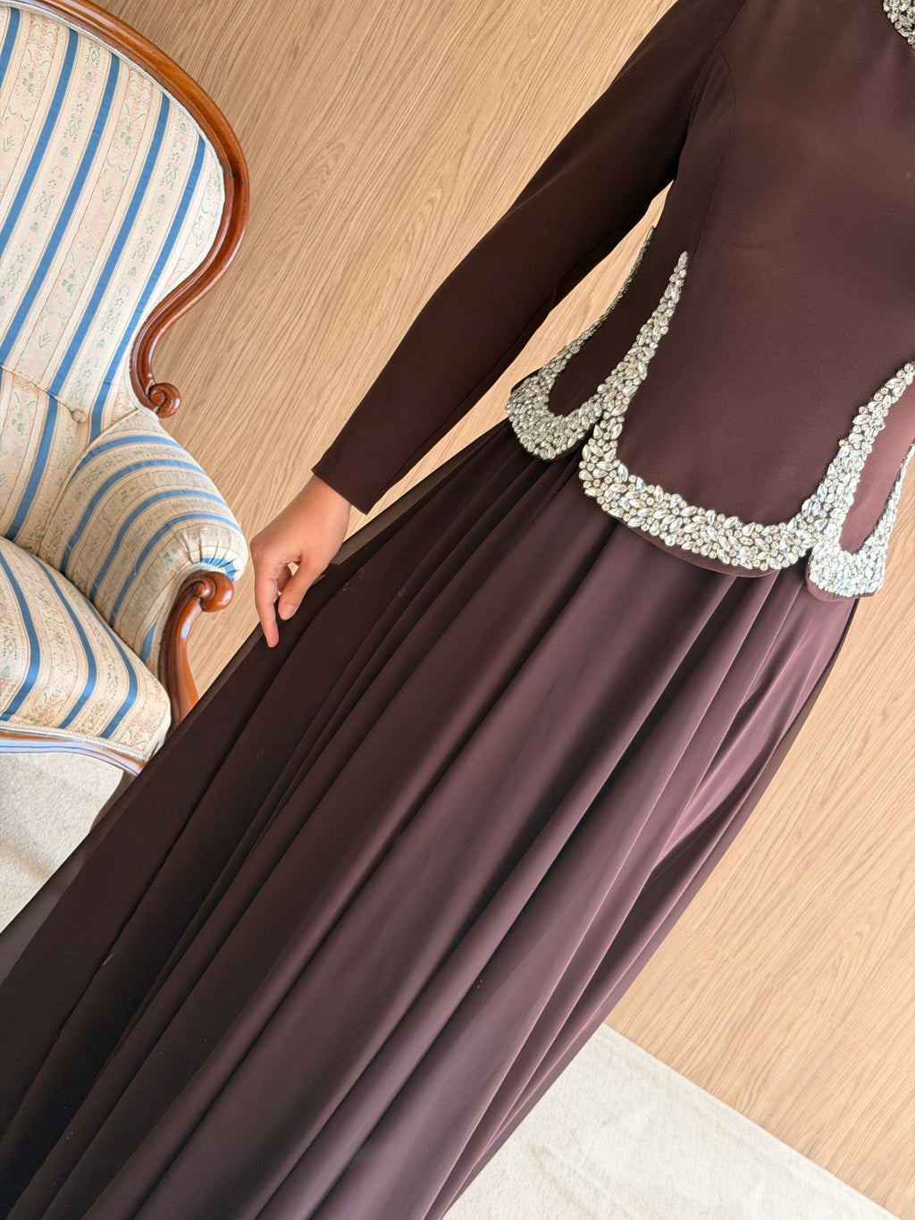 Royal Pearl Abiye -Kahve