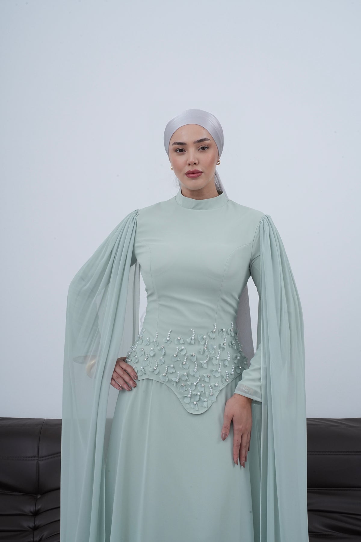 Arya Pelerinli Abiye-Su Yeşili