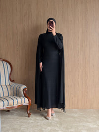Simli Pelerinli Abiye001 -Siyah