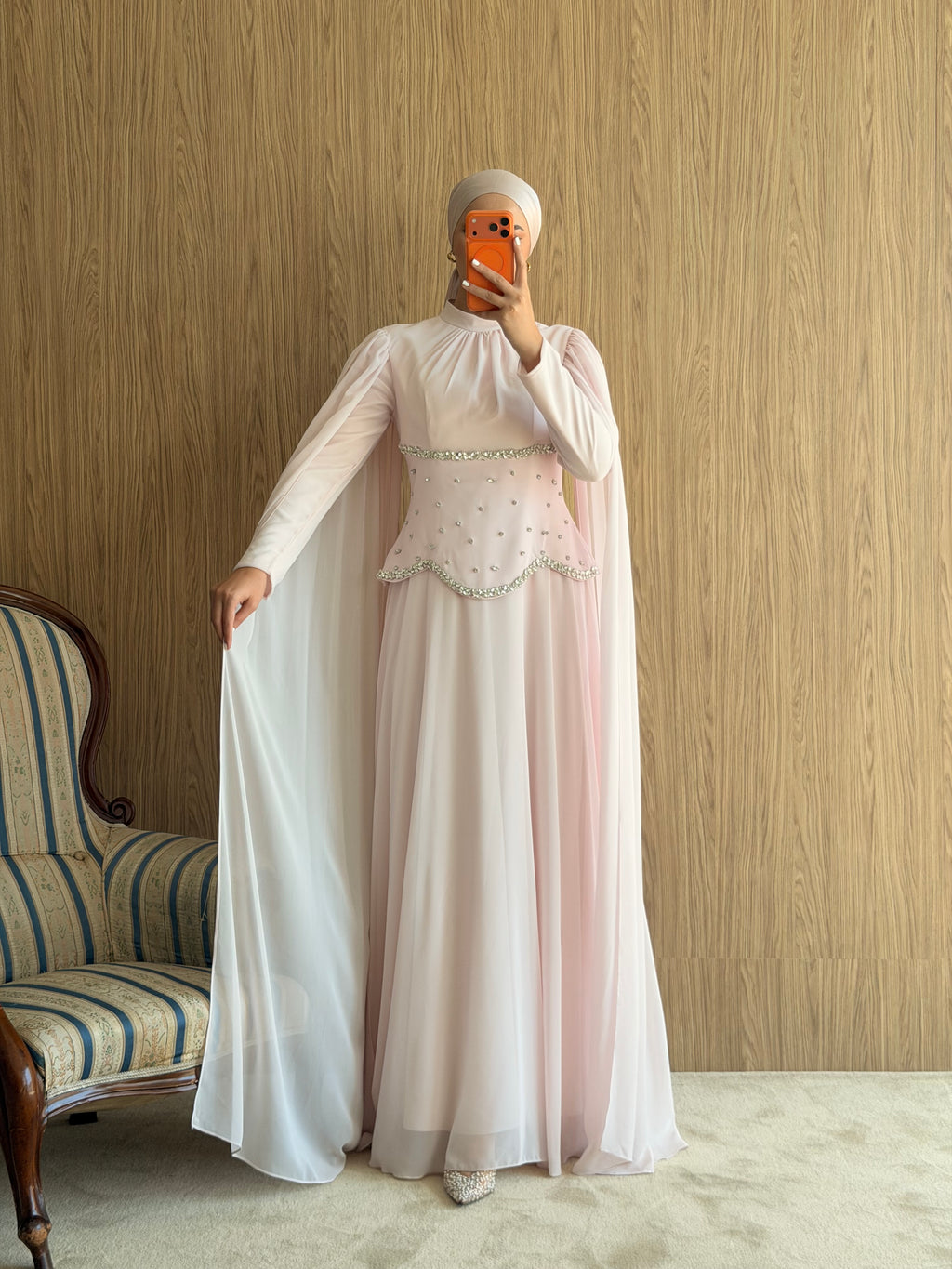 Lalina Taş İşlemeli Abiye-Pembe