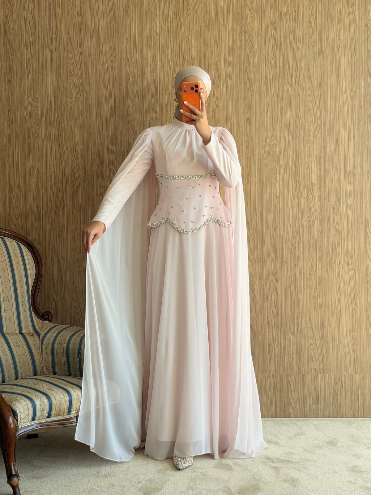 Lalina Taş İşlemeli Abiye-Pembe