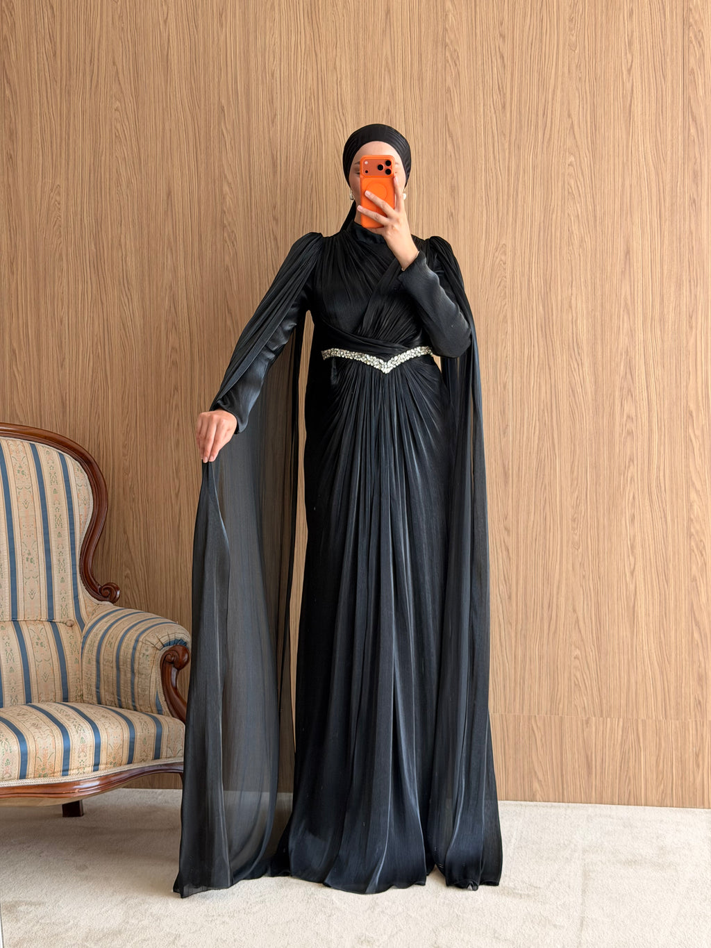 Lavinia Pelerinli Abiye-Siyah