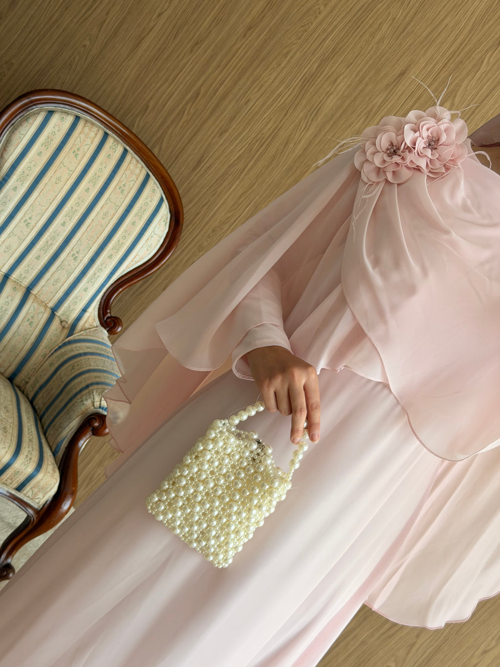 Lalezar Model Şifon Abiye-Pembe