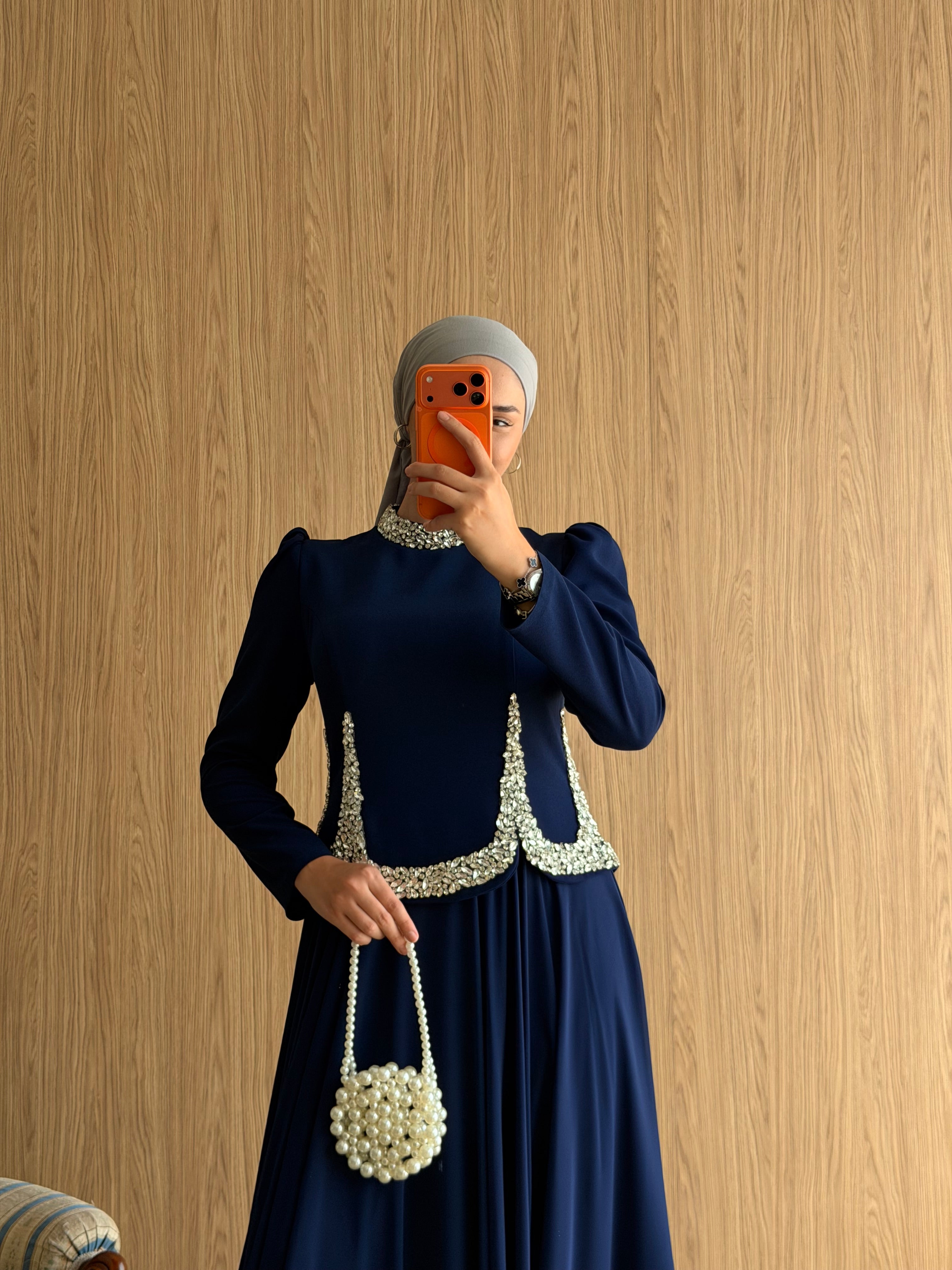 Royal Pearl Abiye -Lacivert