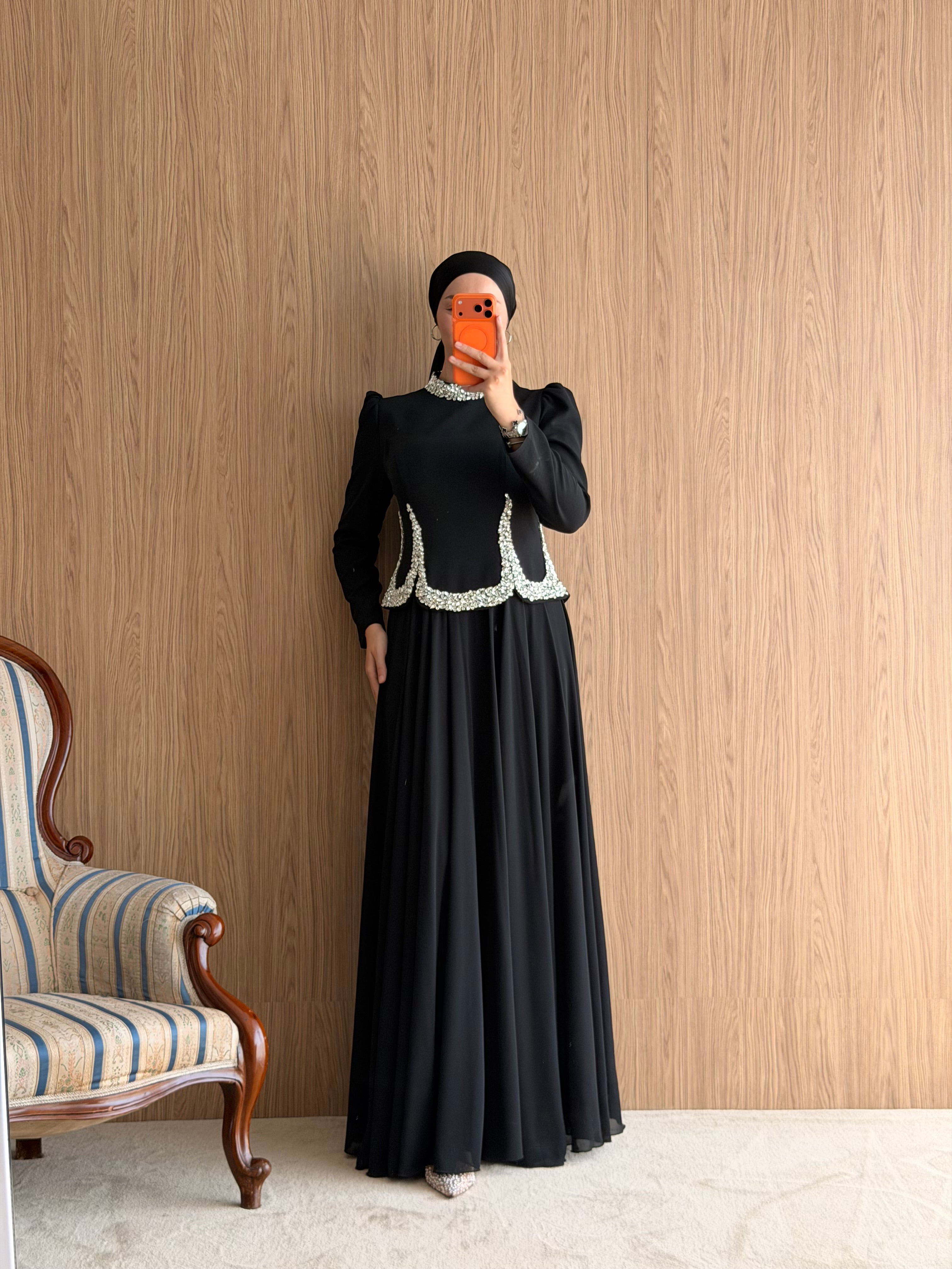 Royal Pearl Abiye -Siyah