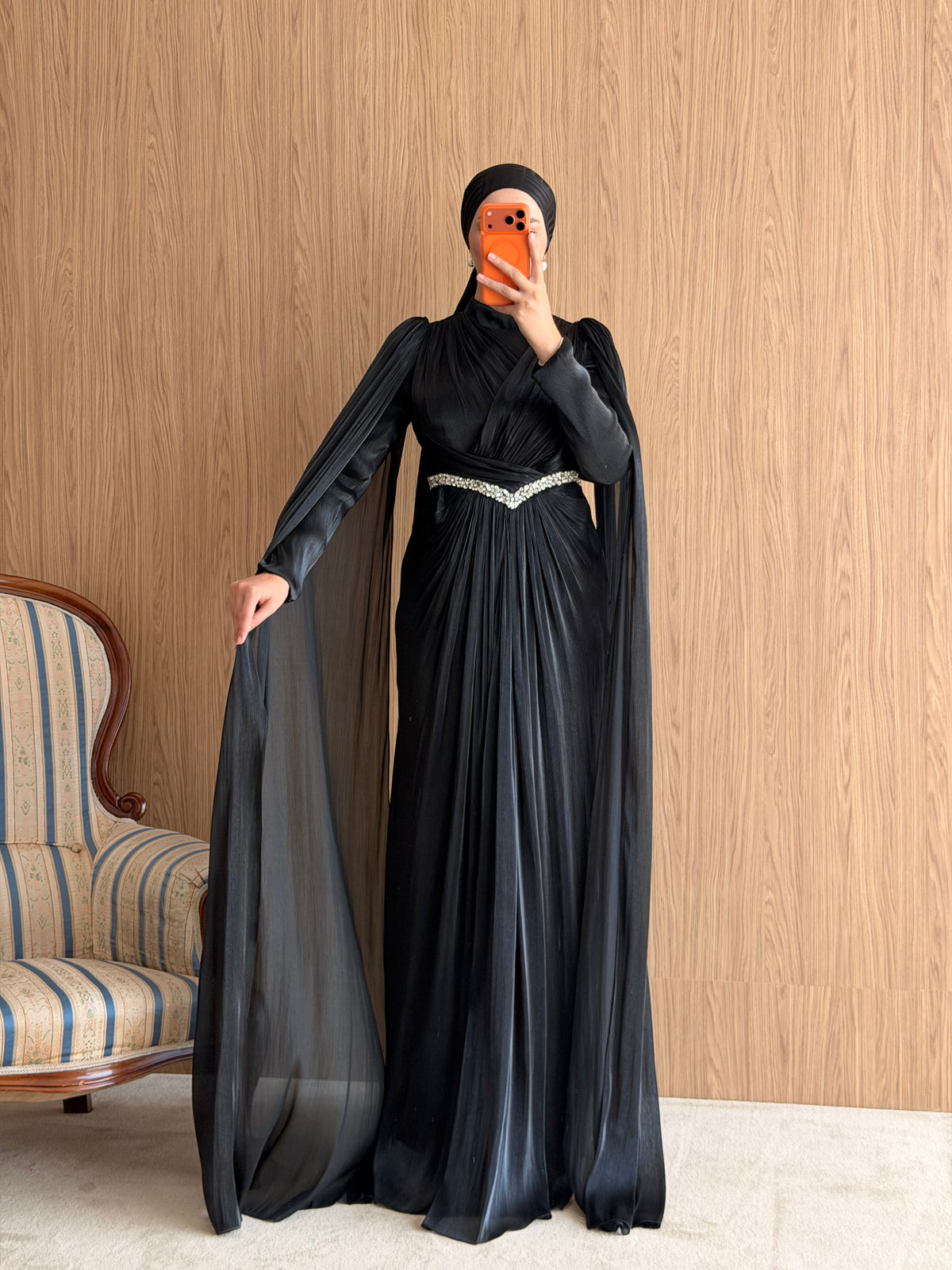 Lavinia Pelerinli Abiye-Siyah