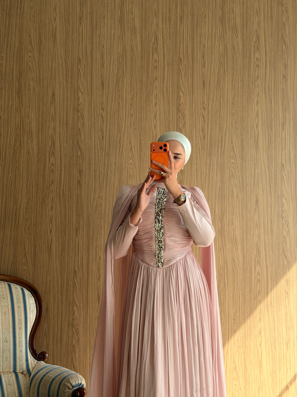Rana Liva Drapeli Abiye -Pembe
