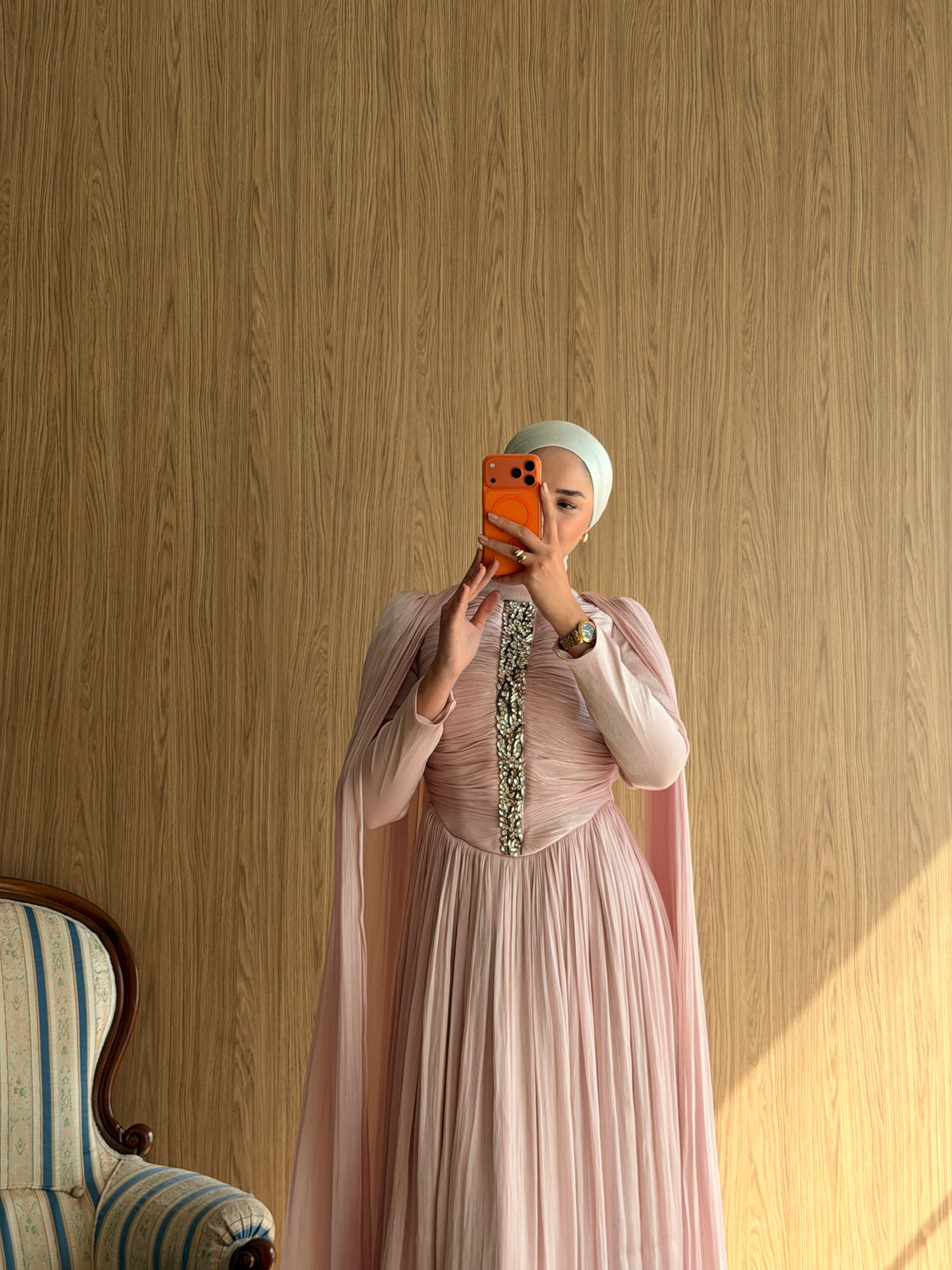 Rana Liva Drapeli Abiye -Pembe
