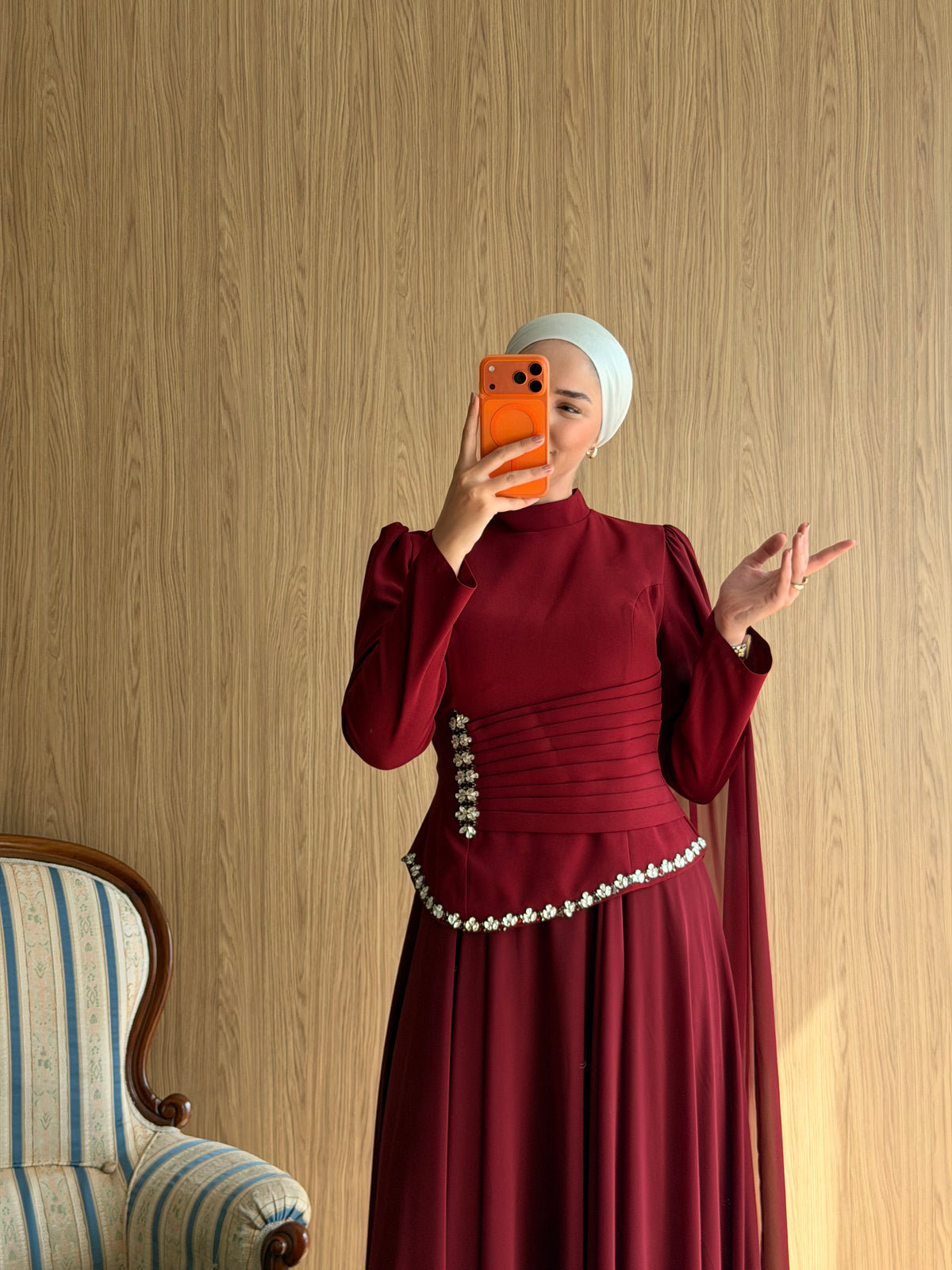 Sultan Işıltısı Abiye_Bordo