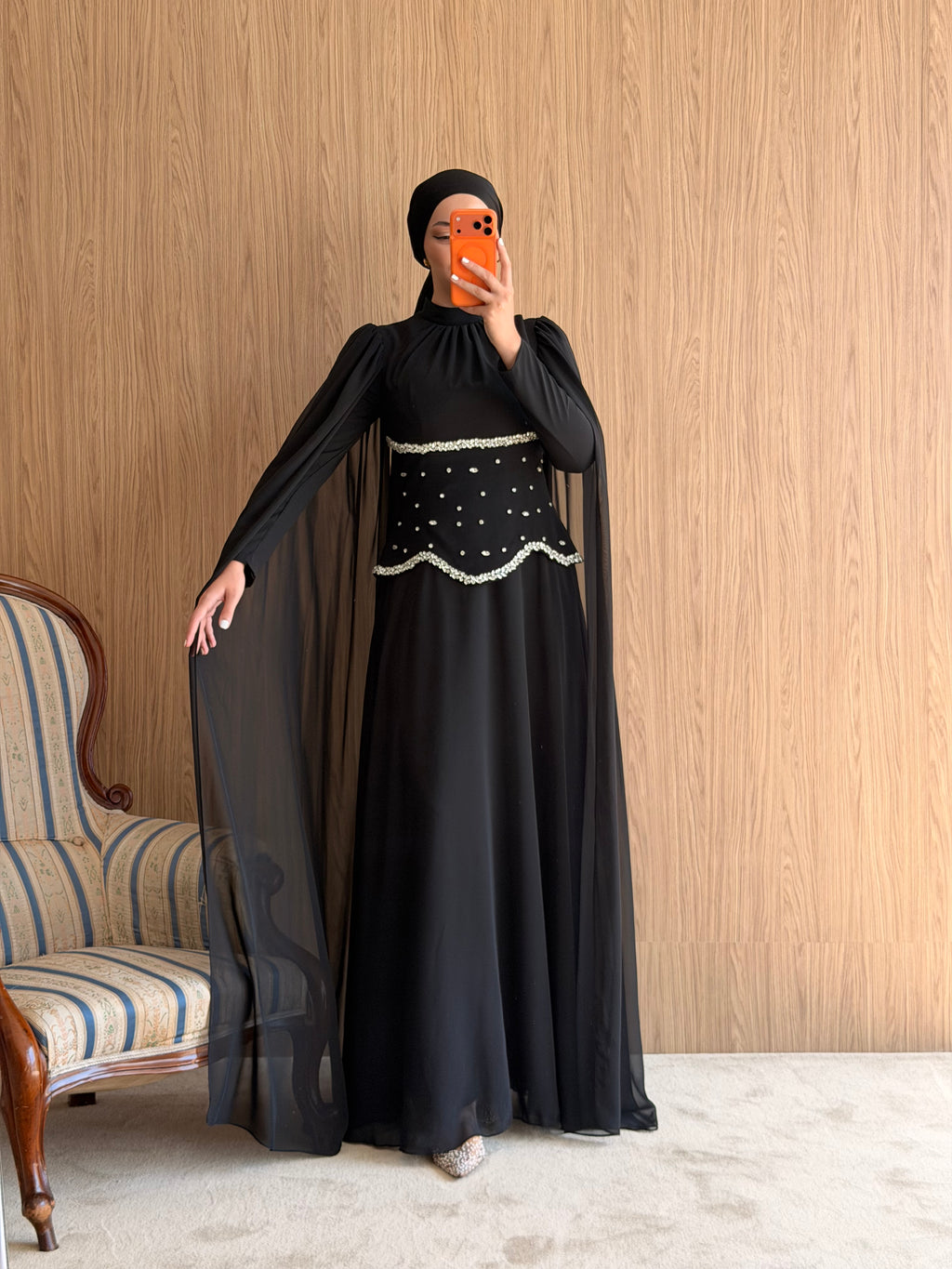 Lalina Taş İşlemeli Abiye-Siyah
