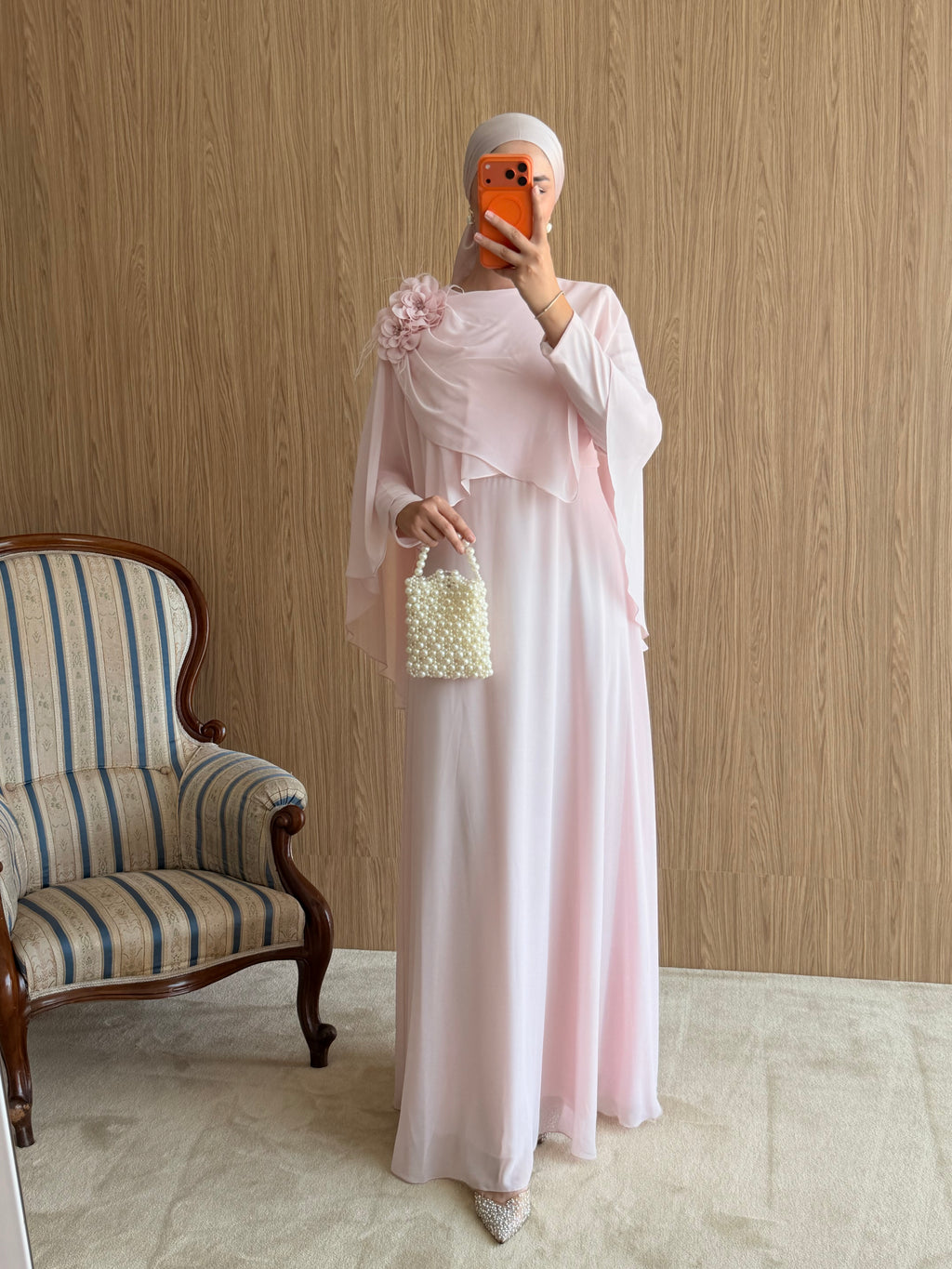Lalezar Model Şifon Abiye-Pembe