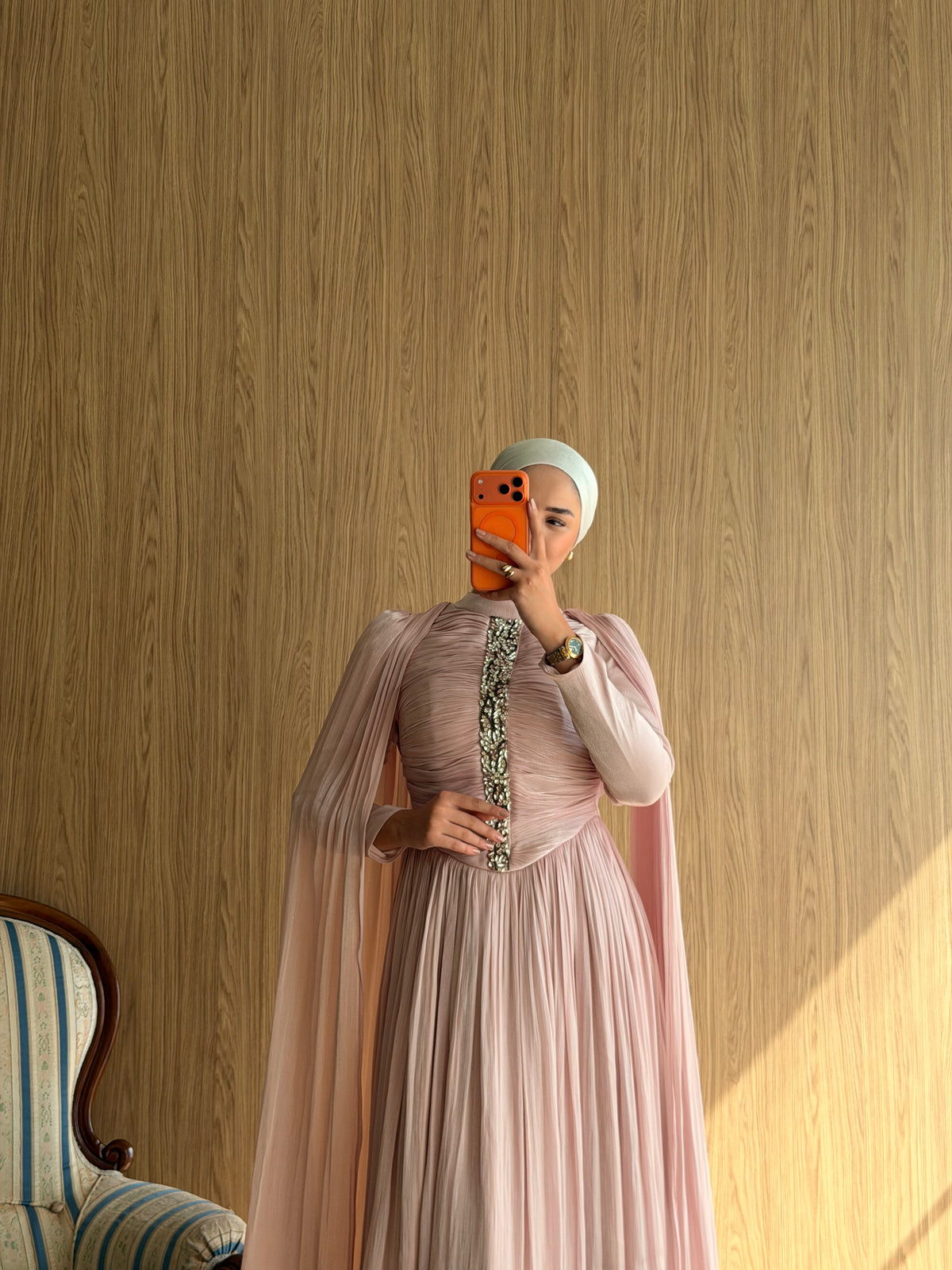 Rana Liva Drapeli Abiye -Pembe