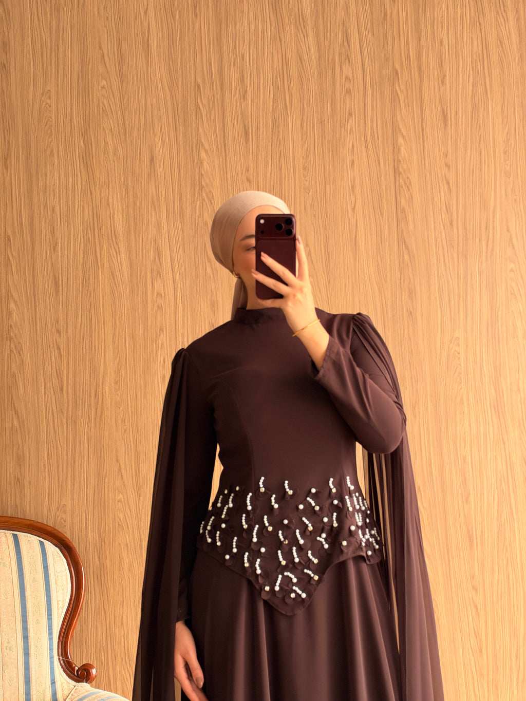 Arya Pelerinli Abiye-Kahve