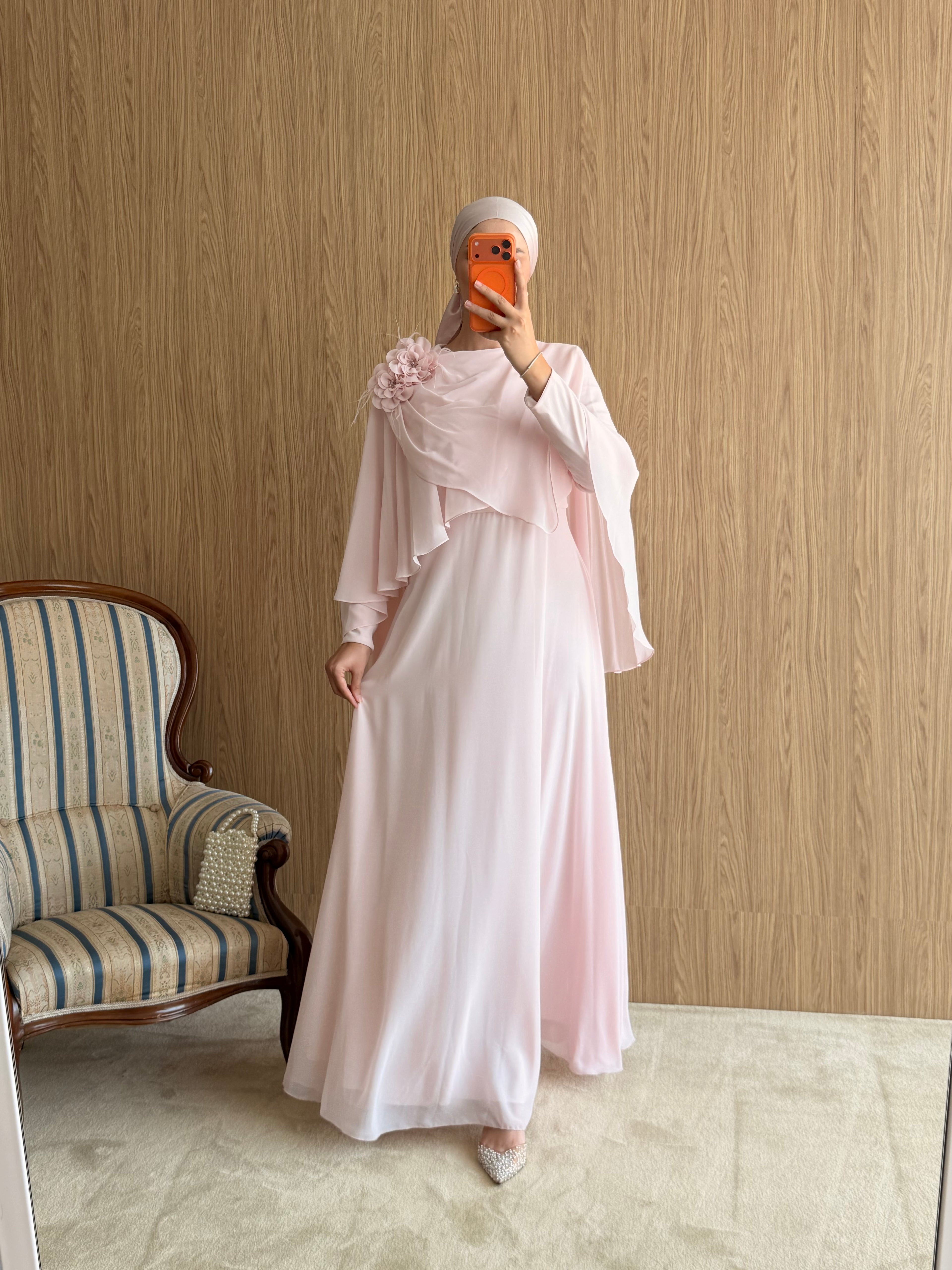 Lalezar Model Şifon Abiye-Pembe
