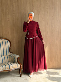 Sultan Işıltısı Abiye_Bordo