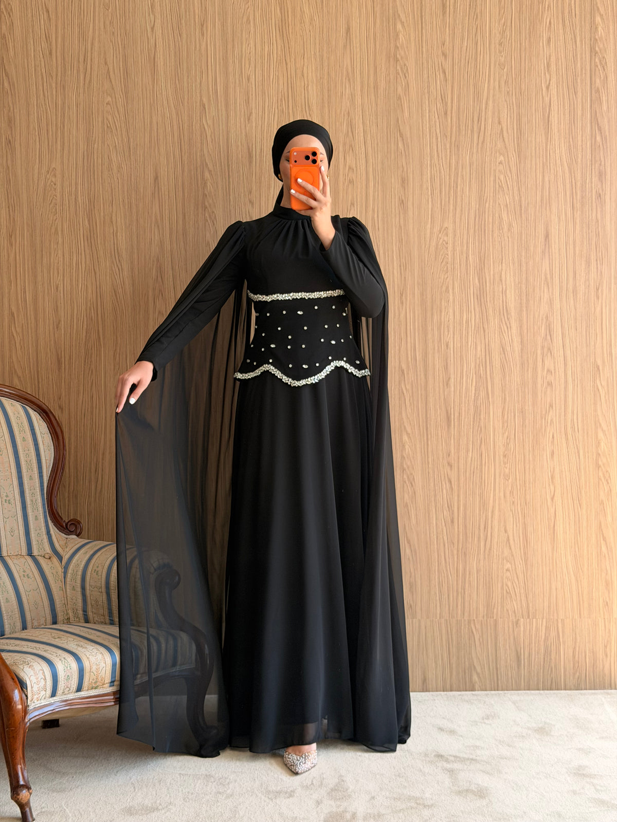 Lalina Taş İşlemeli Abiye-Siyah