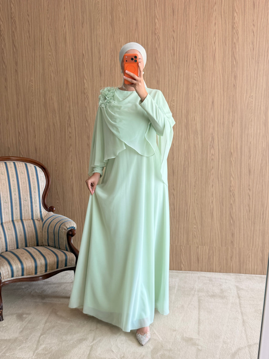 Lalezar Model Şifon Abiye-Su Yeşili