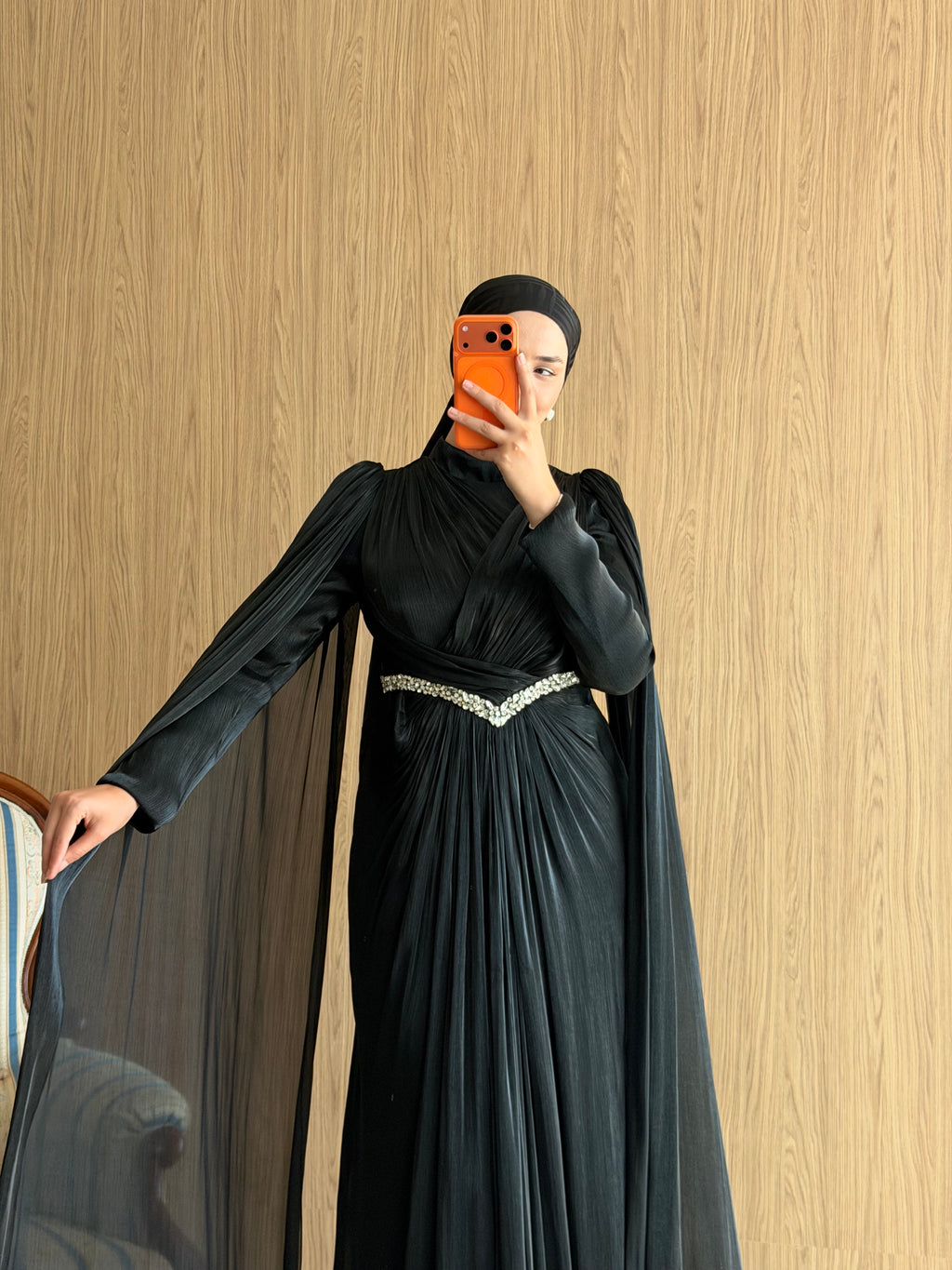 Lavinia Pelerinli Abiye-Siyah