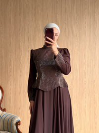 Lina Işıltı Abiye -002🤍Kahve