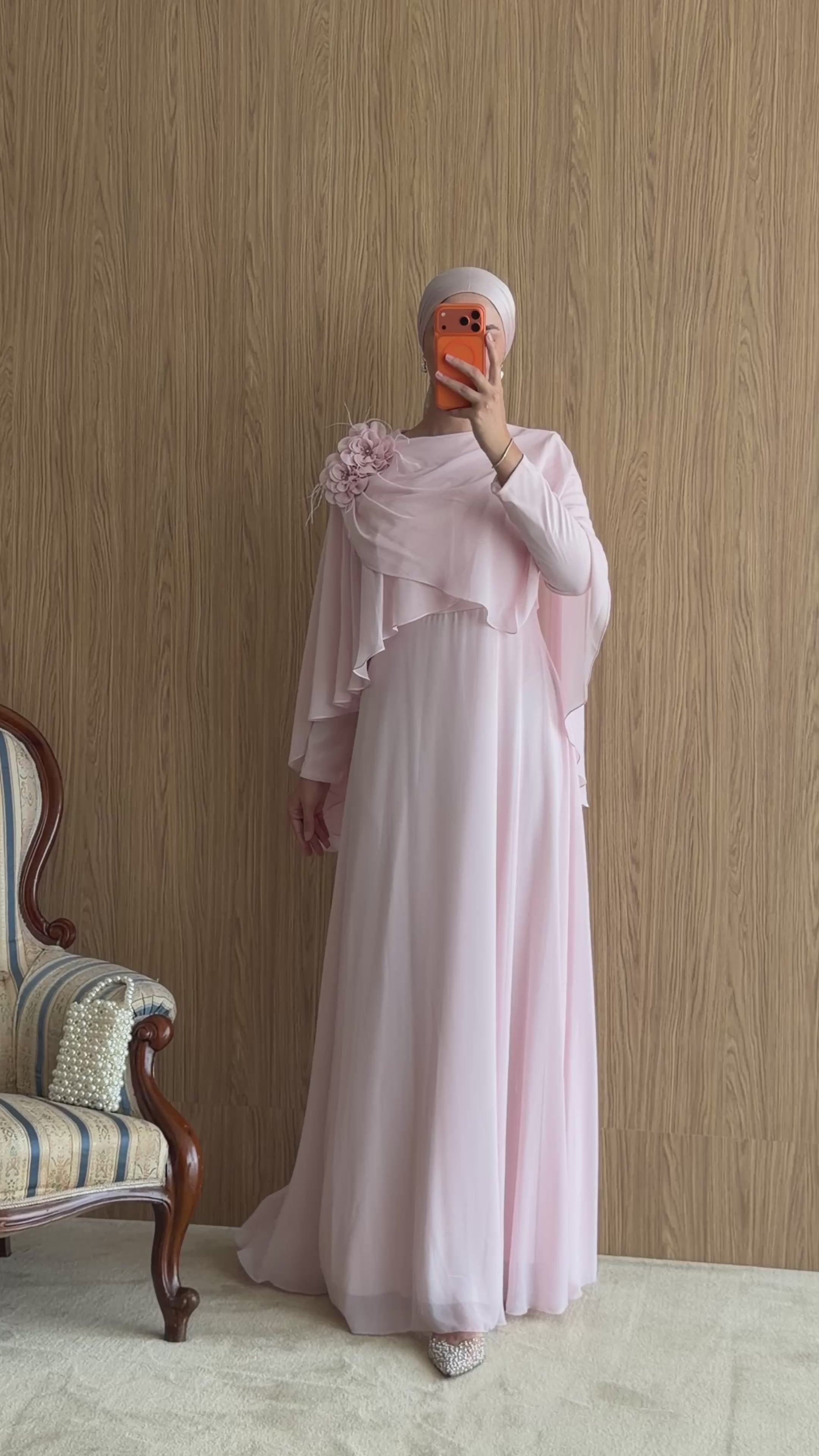 Lalezar Model Şifon Abiye-Pembe
