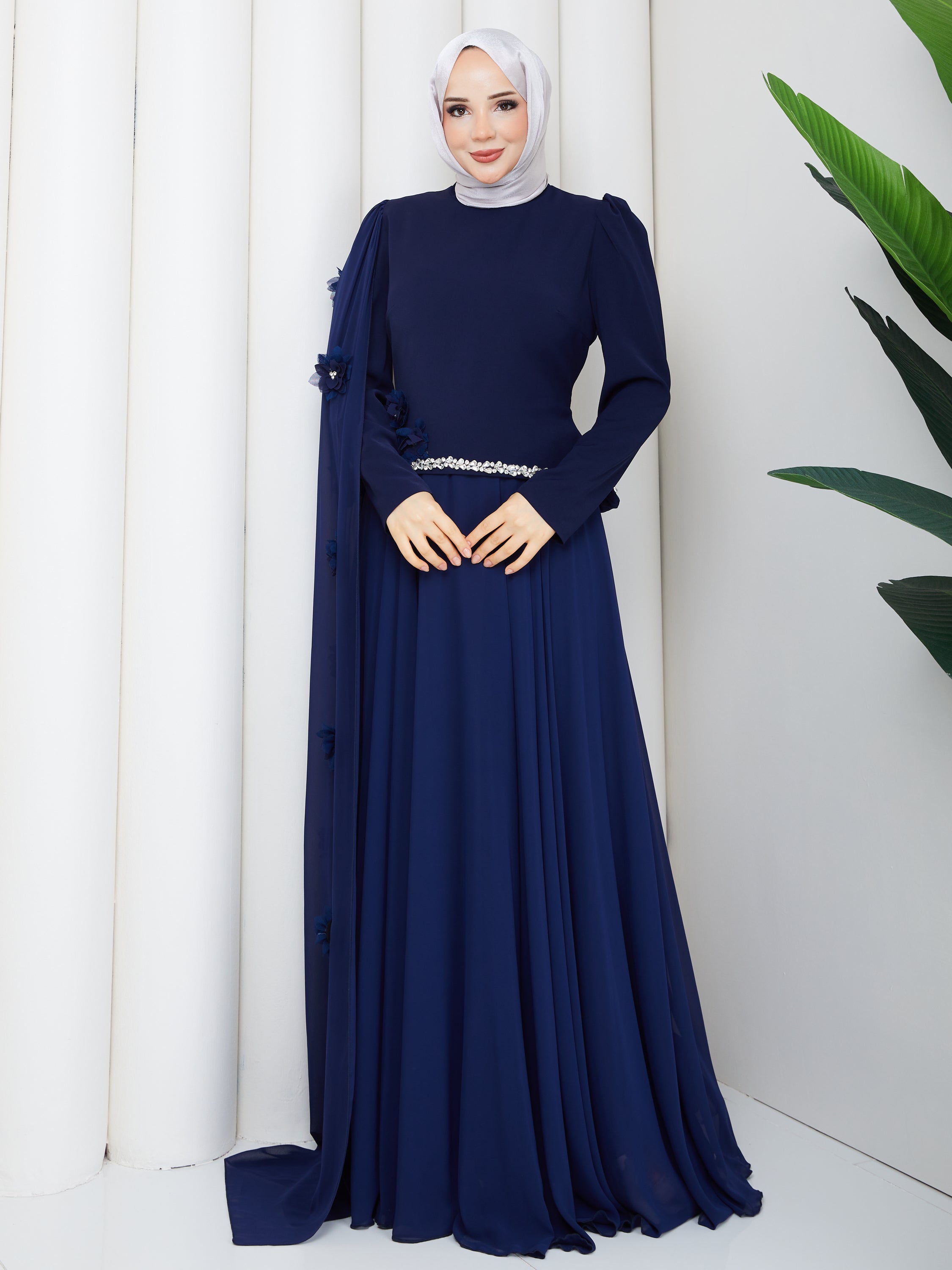 Nisa Kemerli Abiye-lacivert