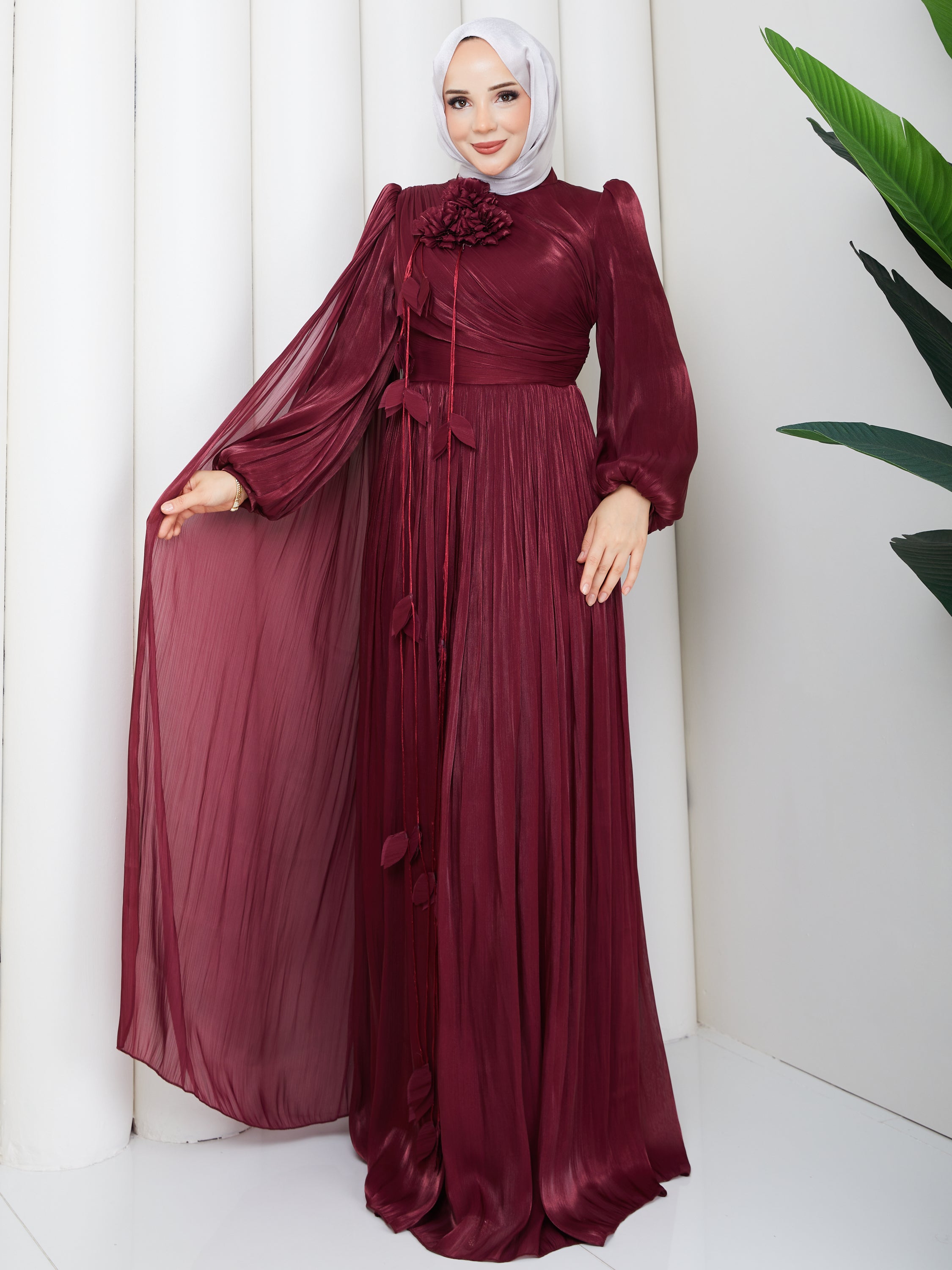 Lilya Çiçek Aksesuarlı Cancan Abiye