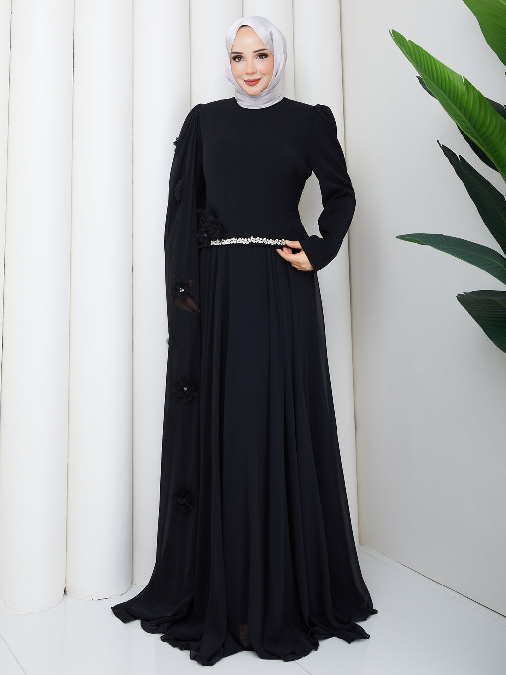 Nisa Kemerli Abiye-Siyah