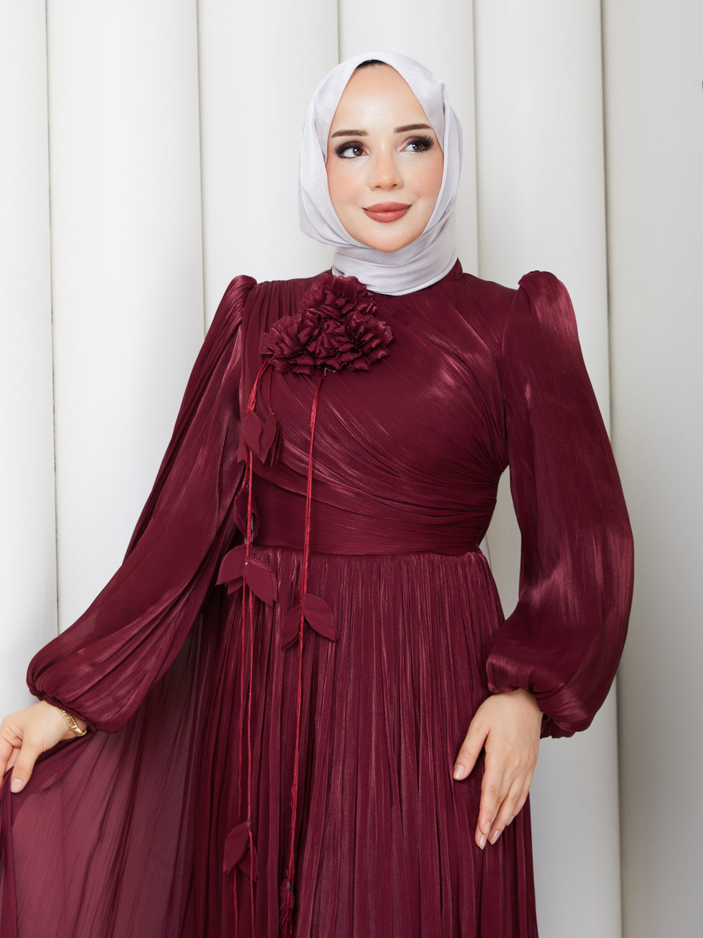 Lilya Çiçek Aksesuarlı Cancan Abiye