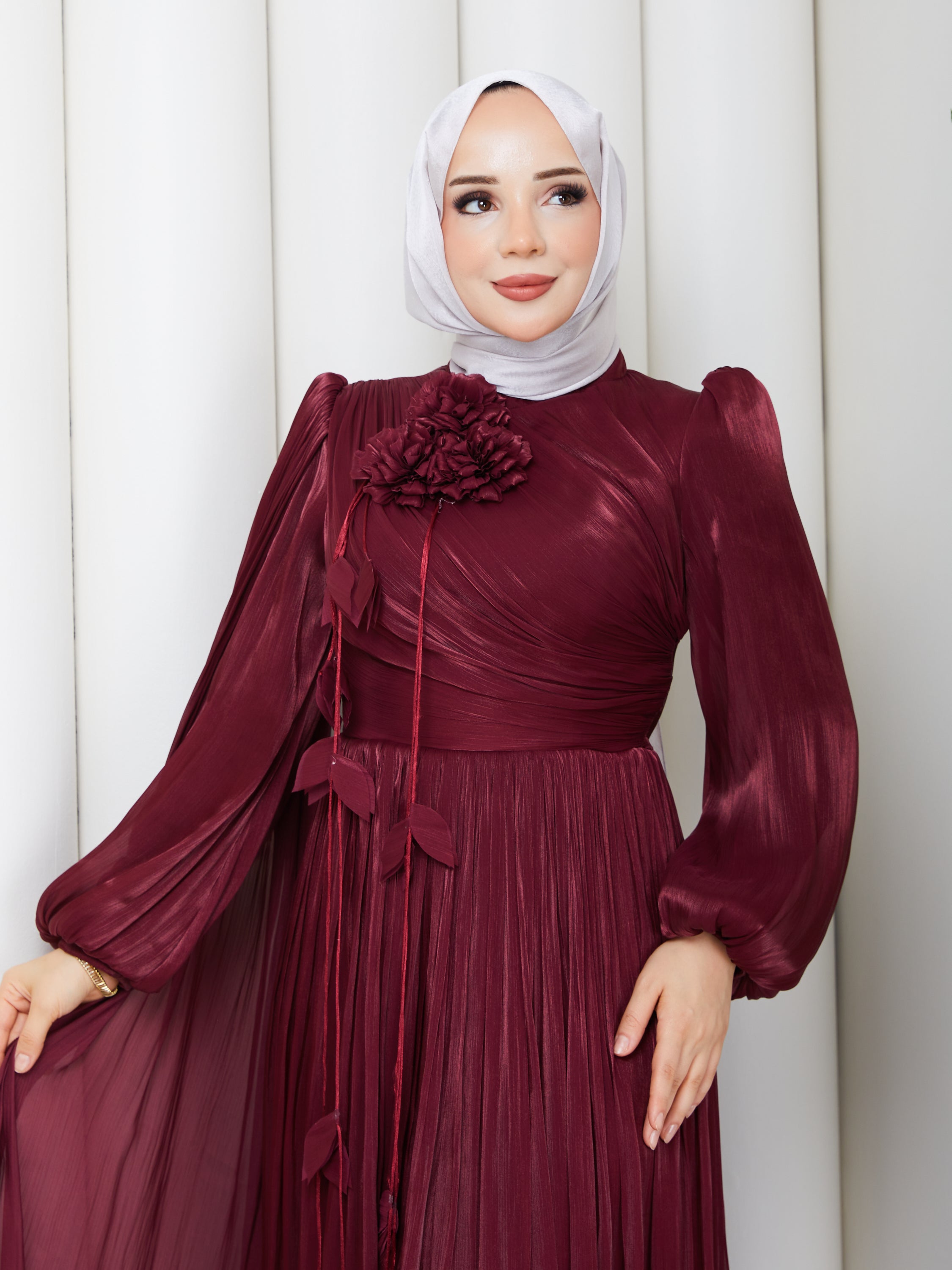 Lilya Çiçek Aksesuarlı Cancan Abiye