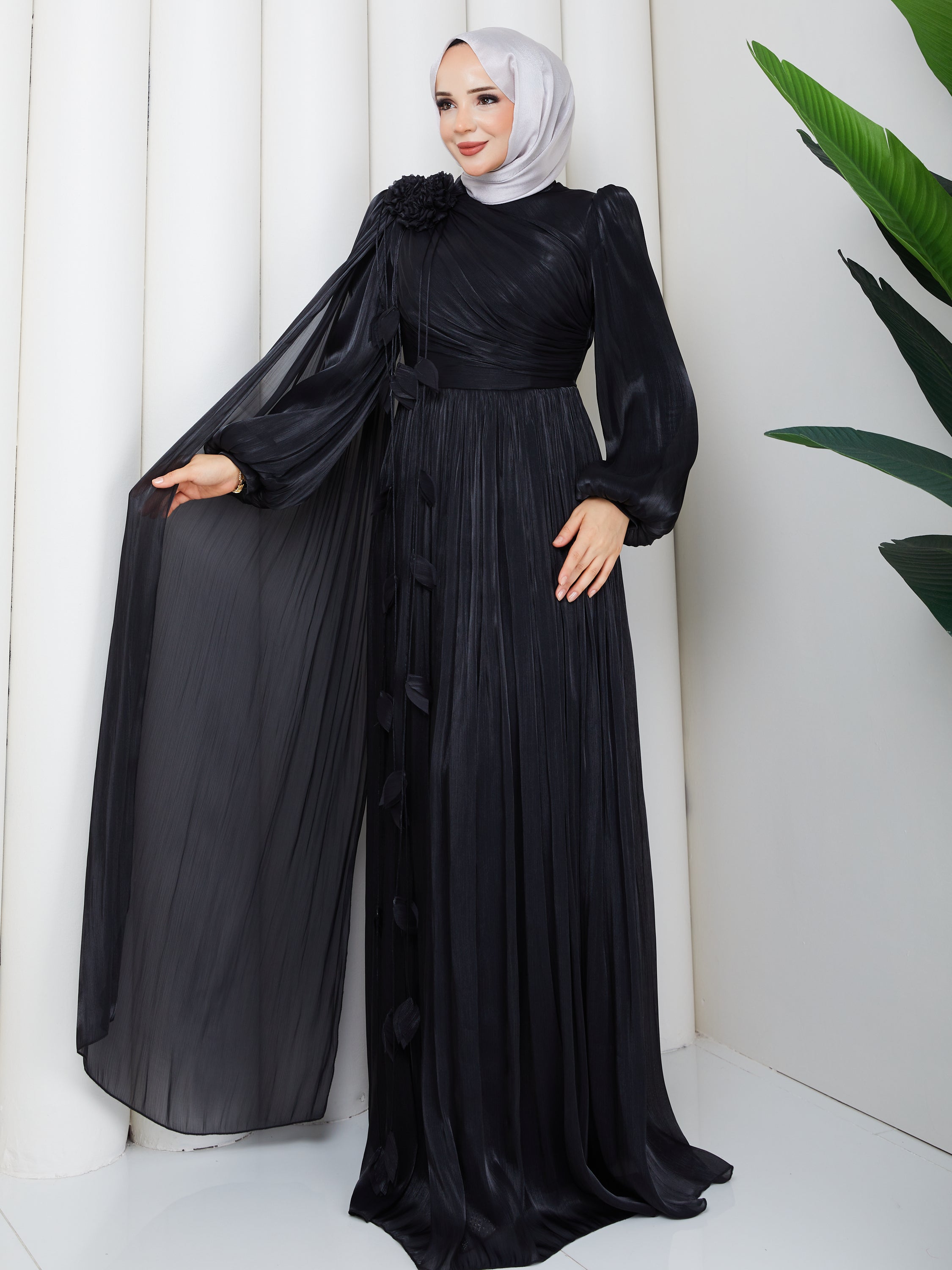 Lilya Çiçek Aksesuarlı Cancan Abiye