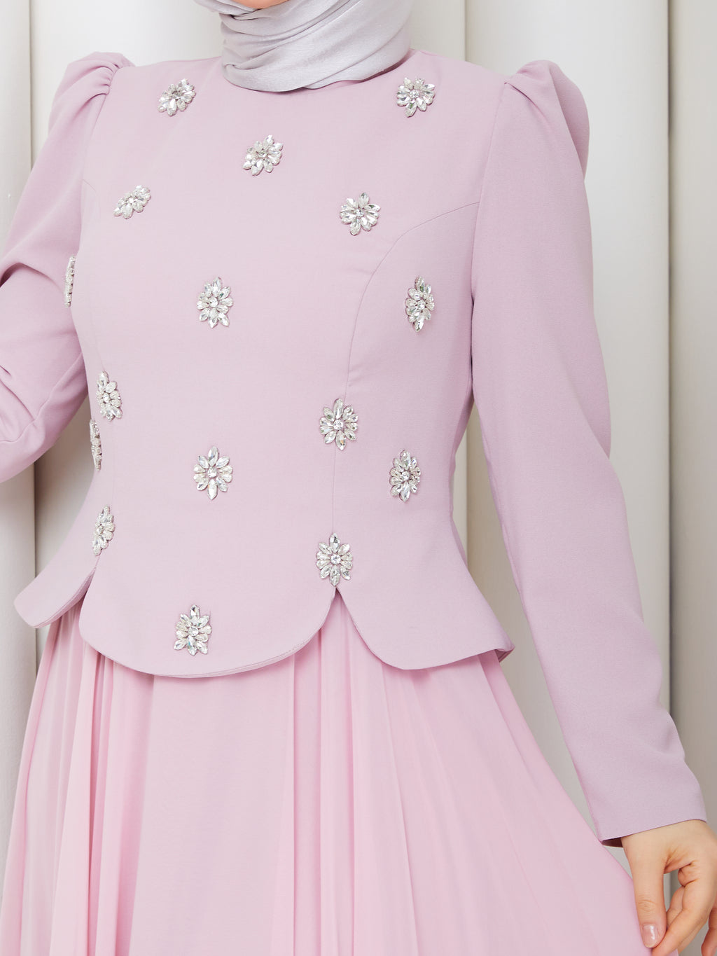 Zümrüt Taşlı Abiye _Pembe