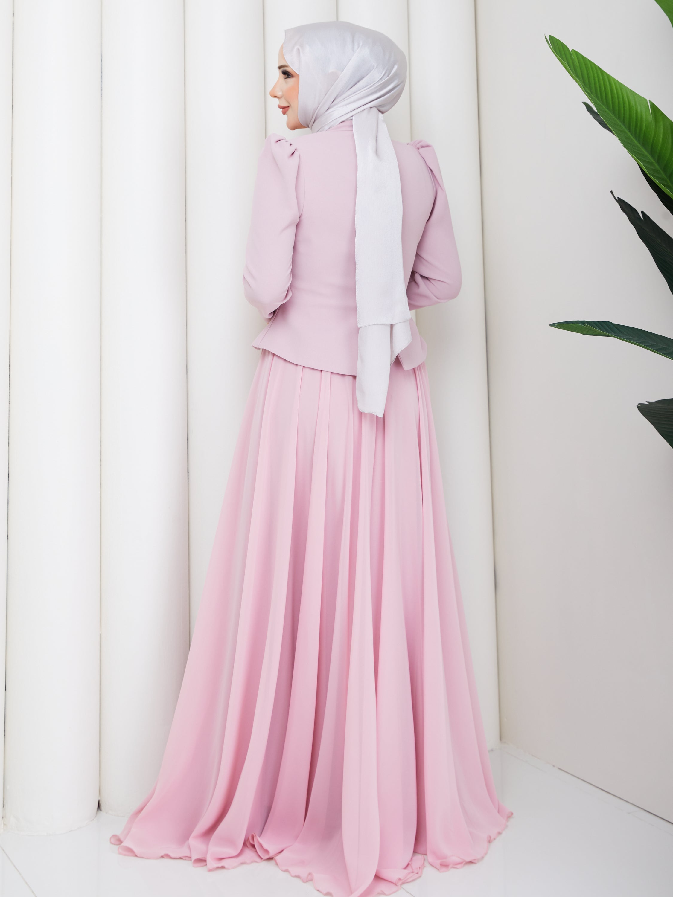 Zümrüt Taşlı Abiye _Pembe