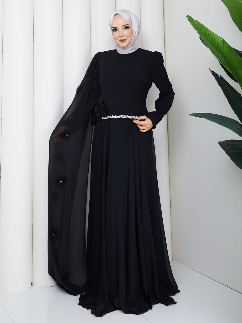Nisa Kemerli Abiye-Siyah