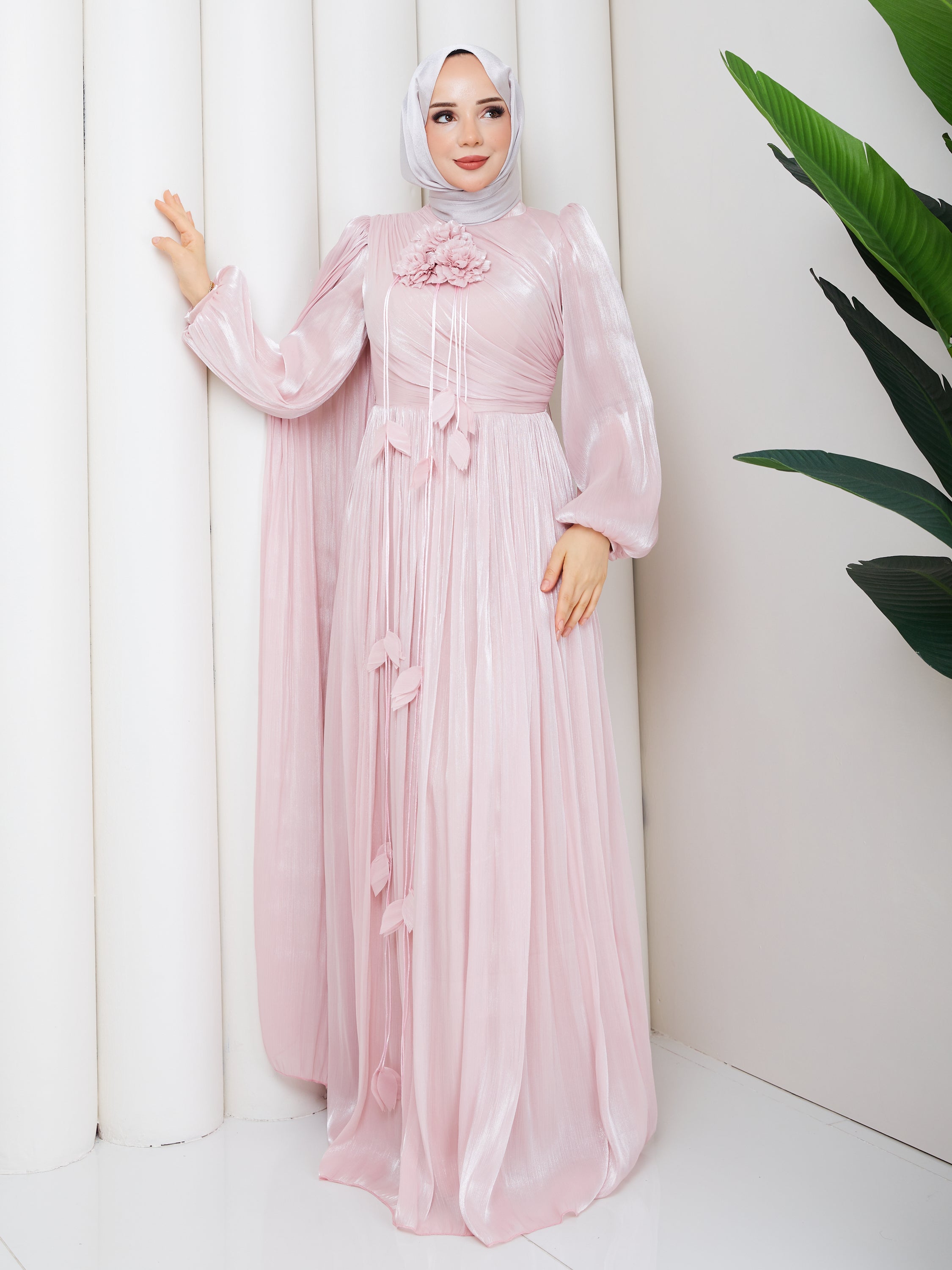 Lilya Çiçek Aksesuarlı Cancan Abiye