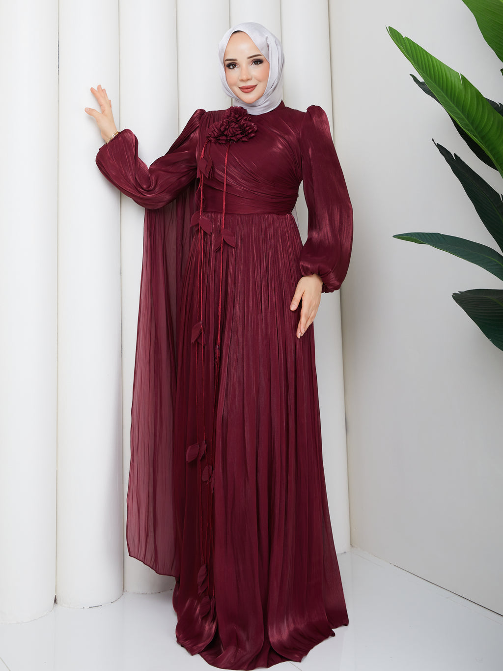 Lilya Çiçek Aksesuarlı Cancan Abiye